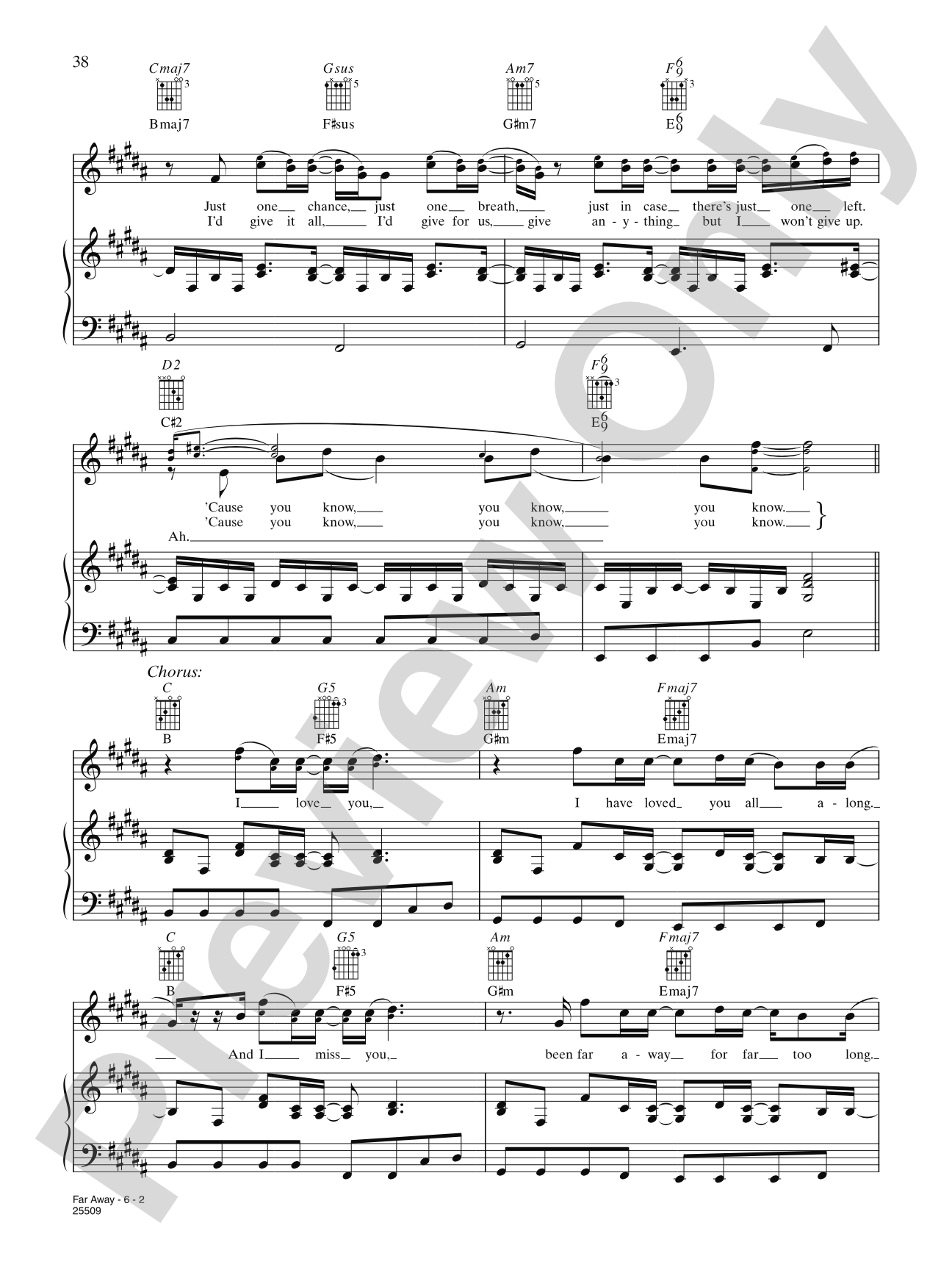 Far Away: Piano/Vocal/Chords