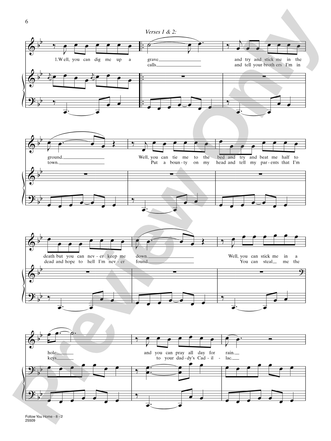 Follow You Home: Piano/Vocal/Chords