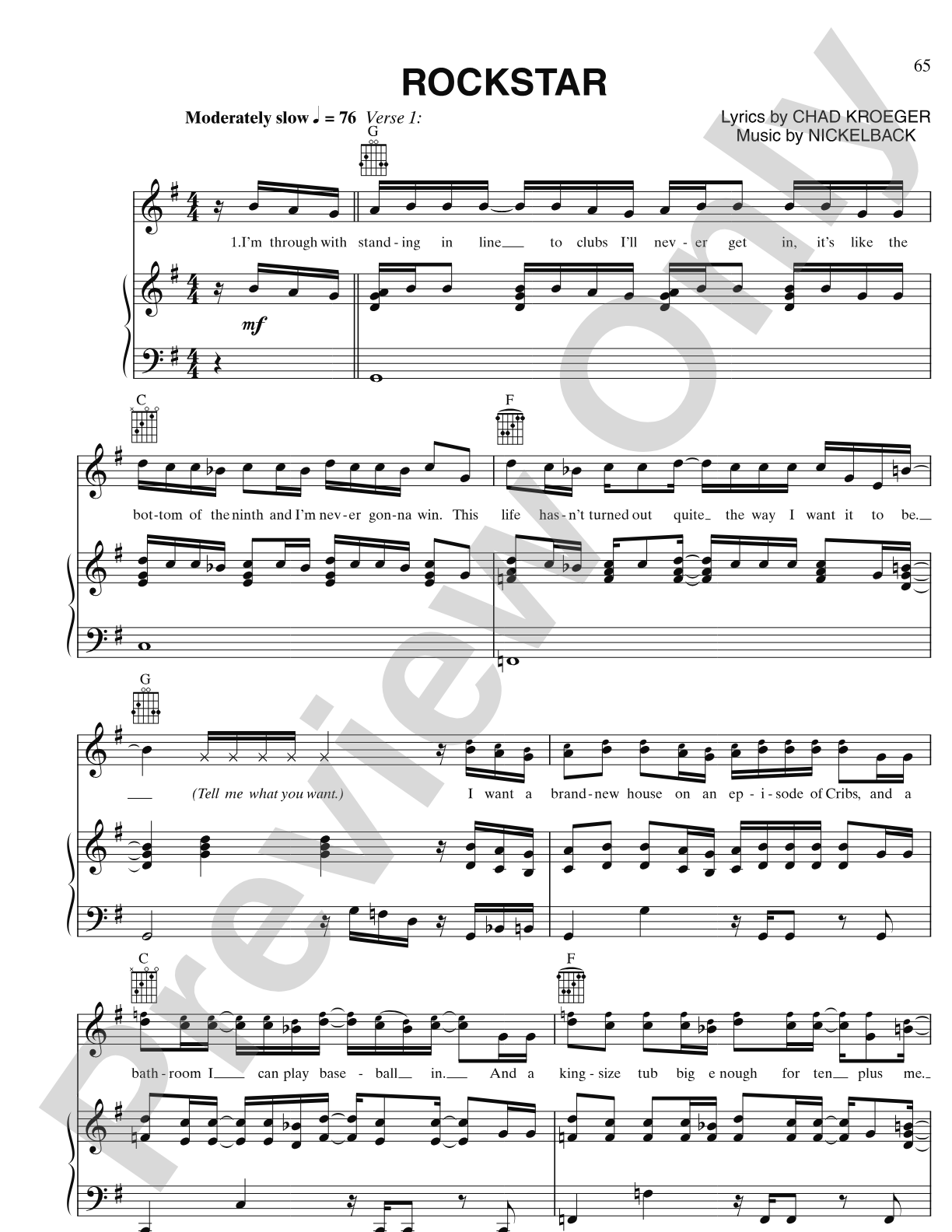 Rockstar: Piano/Vocal/Chords