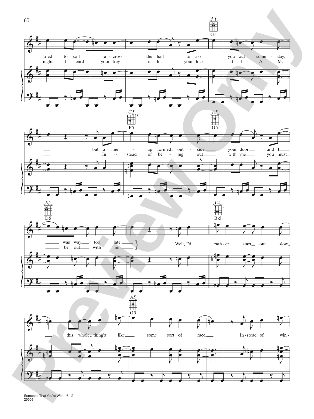 Someone That You're With: Piano/Vocal/Chords