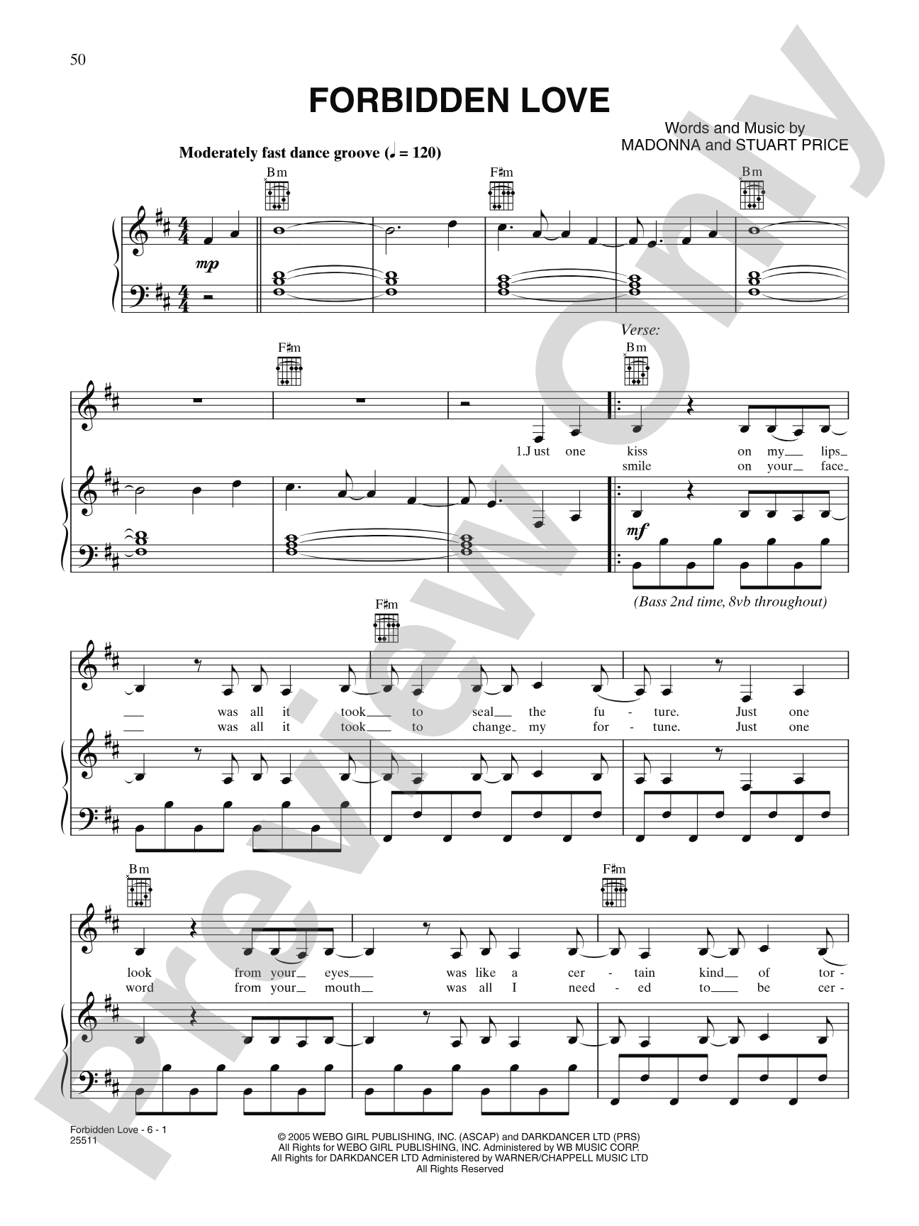 Forbidden Love: Piano/Vocal/Chords