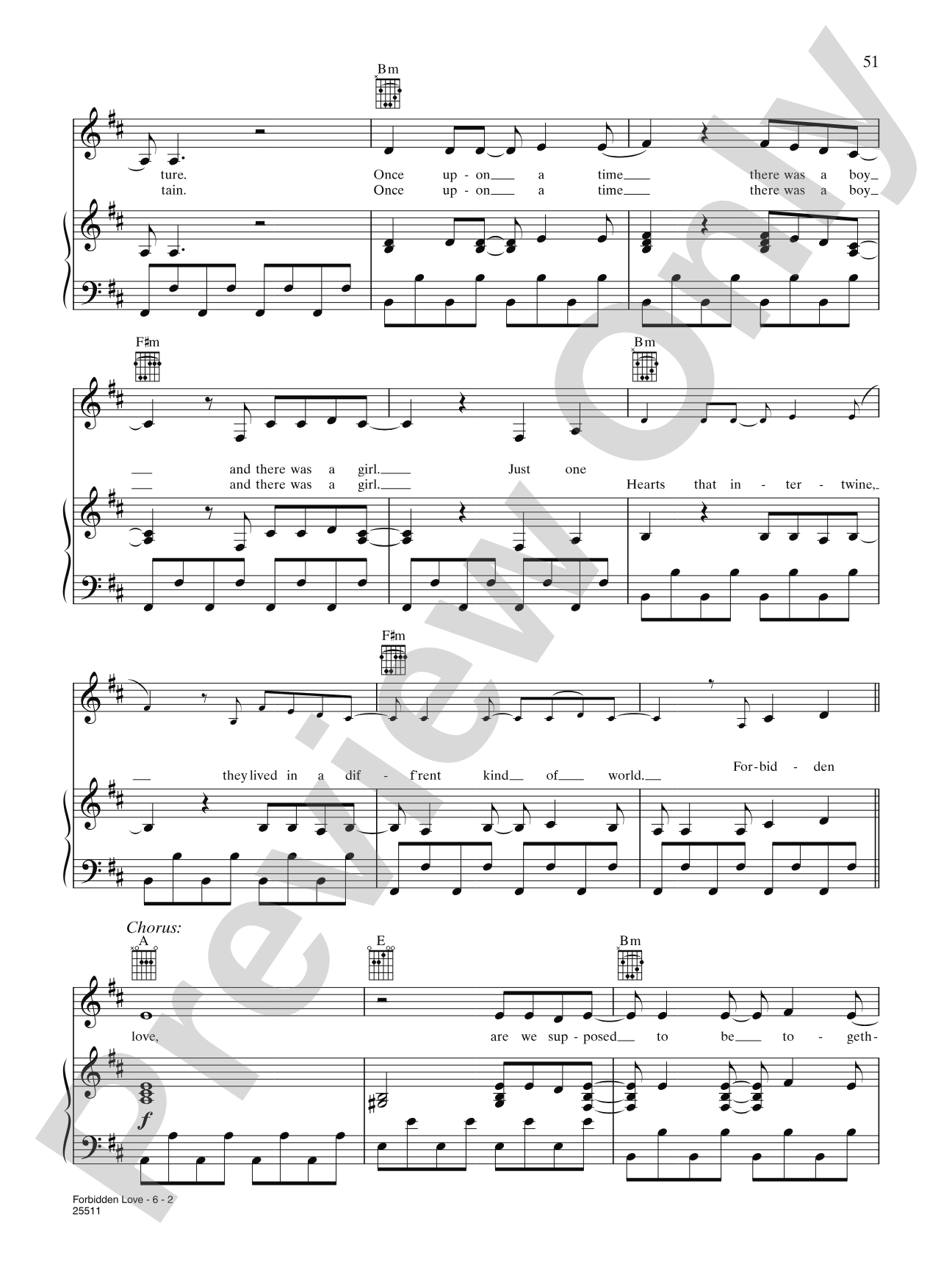Forbidden Love: Piano/Vocal/Chords