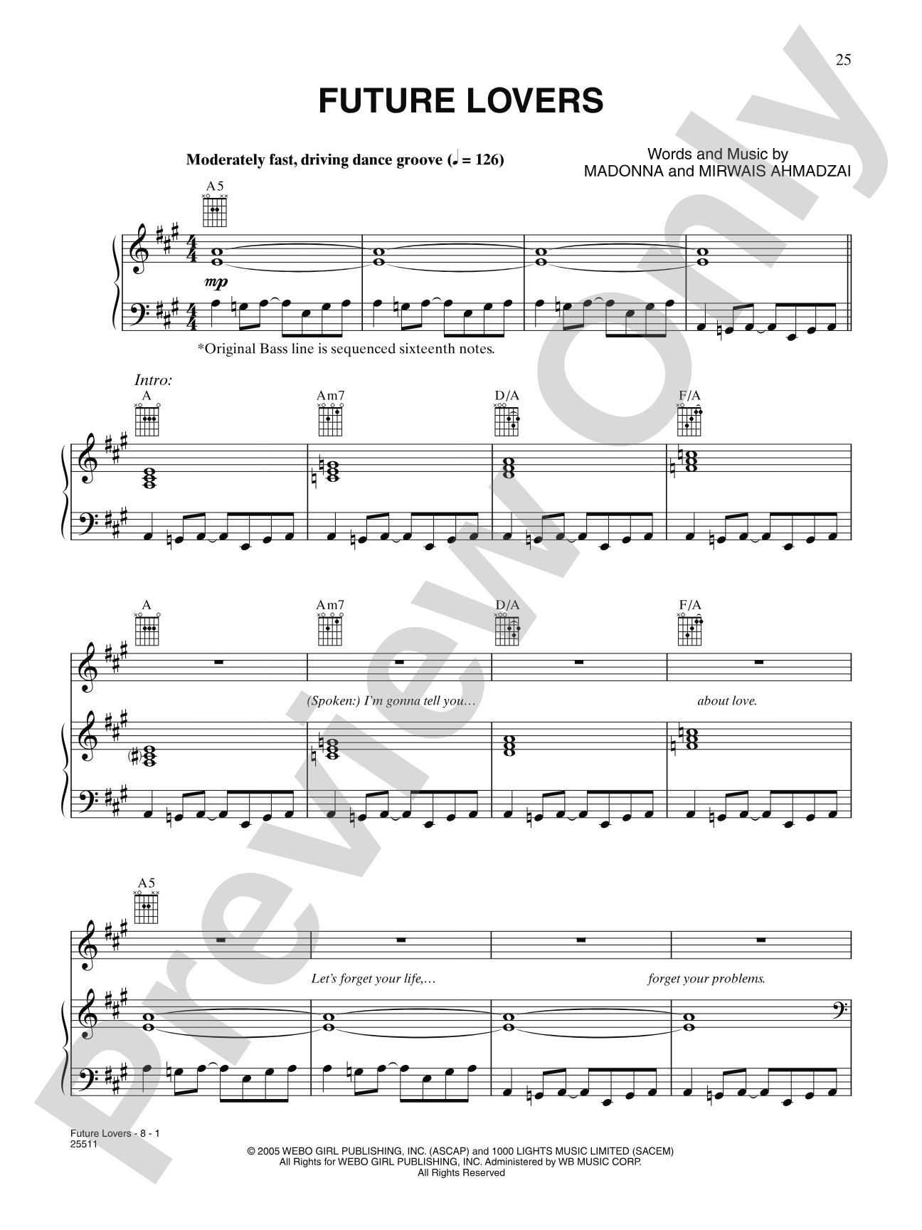 Future Lovers: Piano/Vocal/Chords