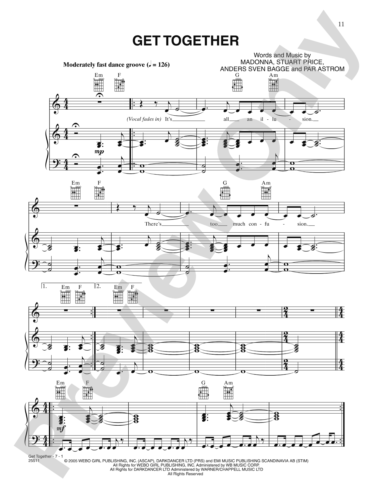 Get Together: Piano/Vocal/Chords