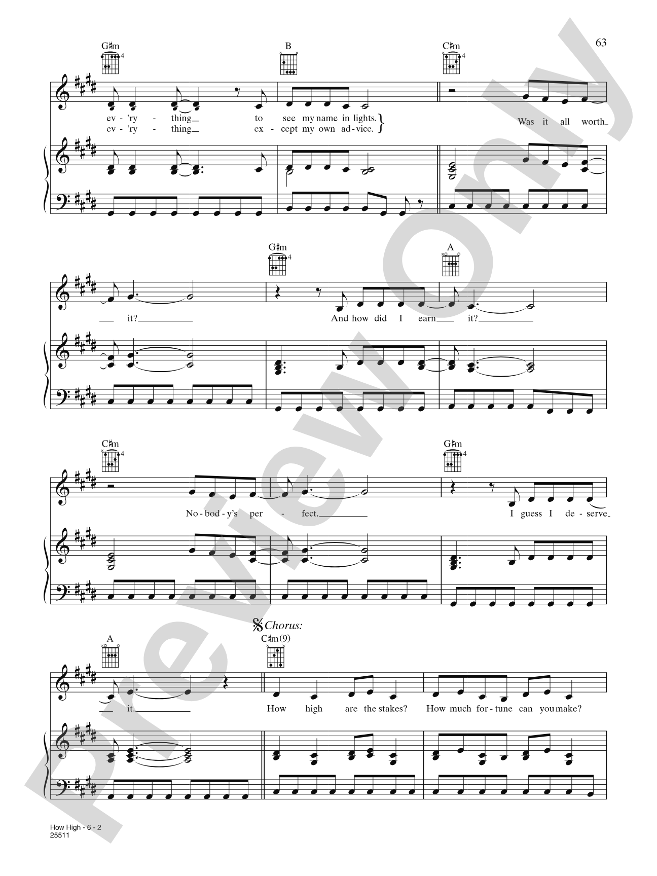 How High: Piano/Vocal/Chords