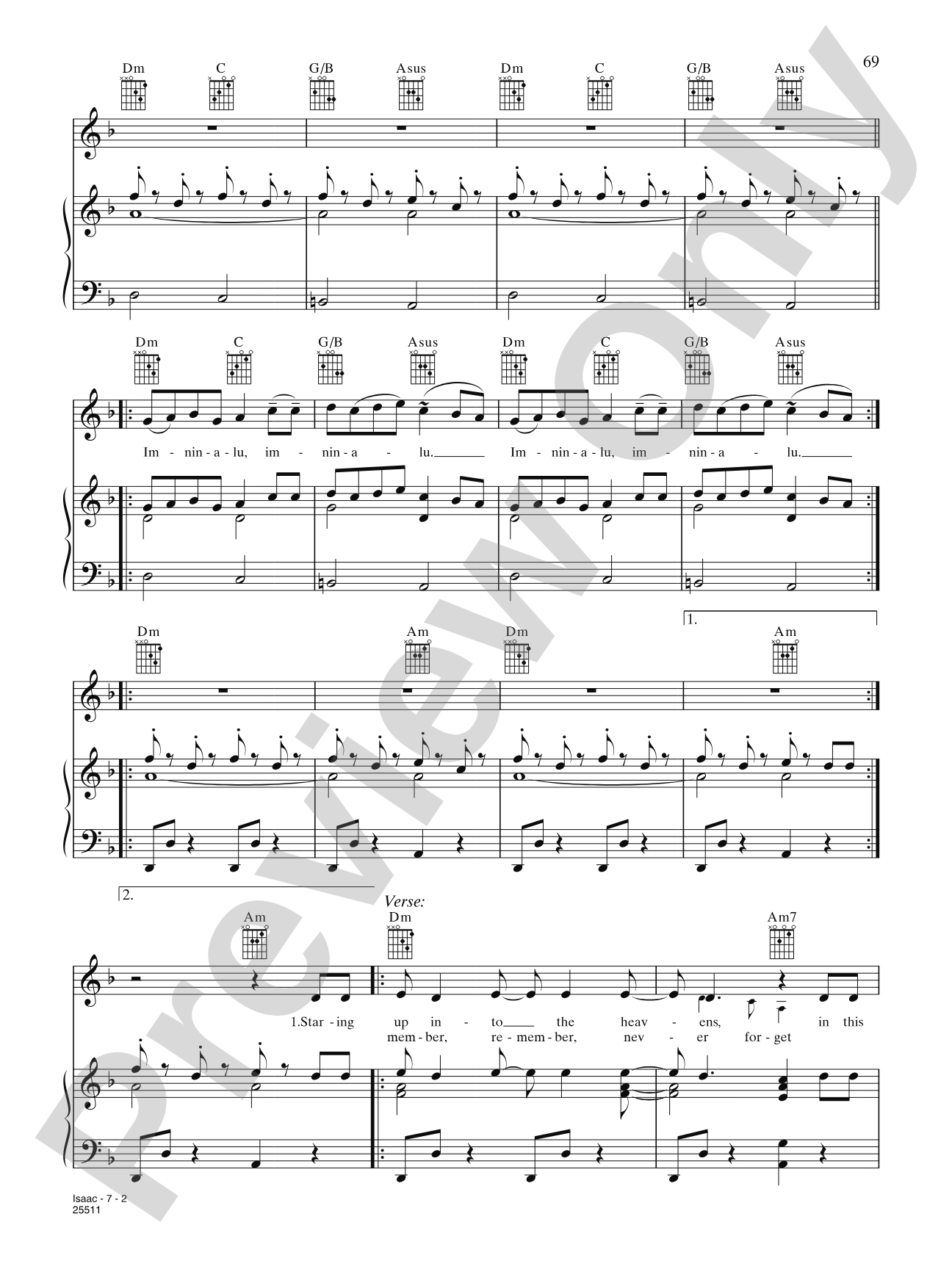 Isaac: Piano/Vocal/Chords