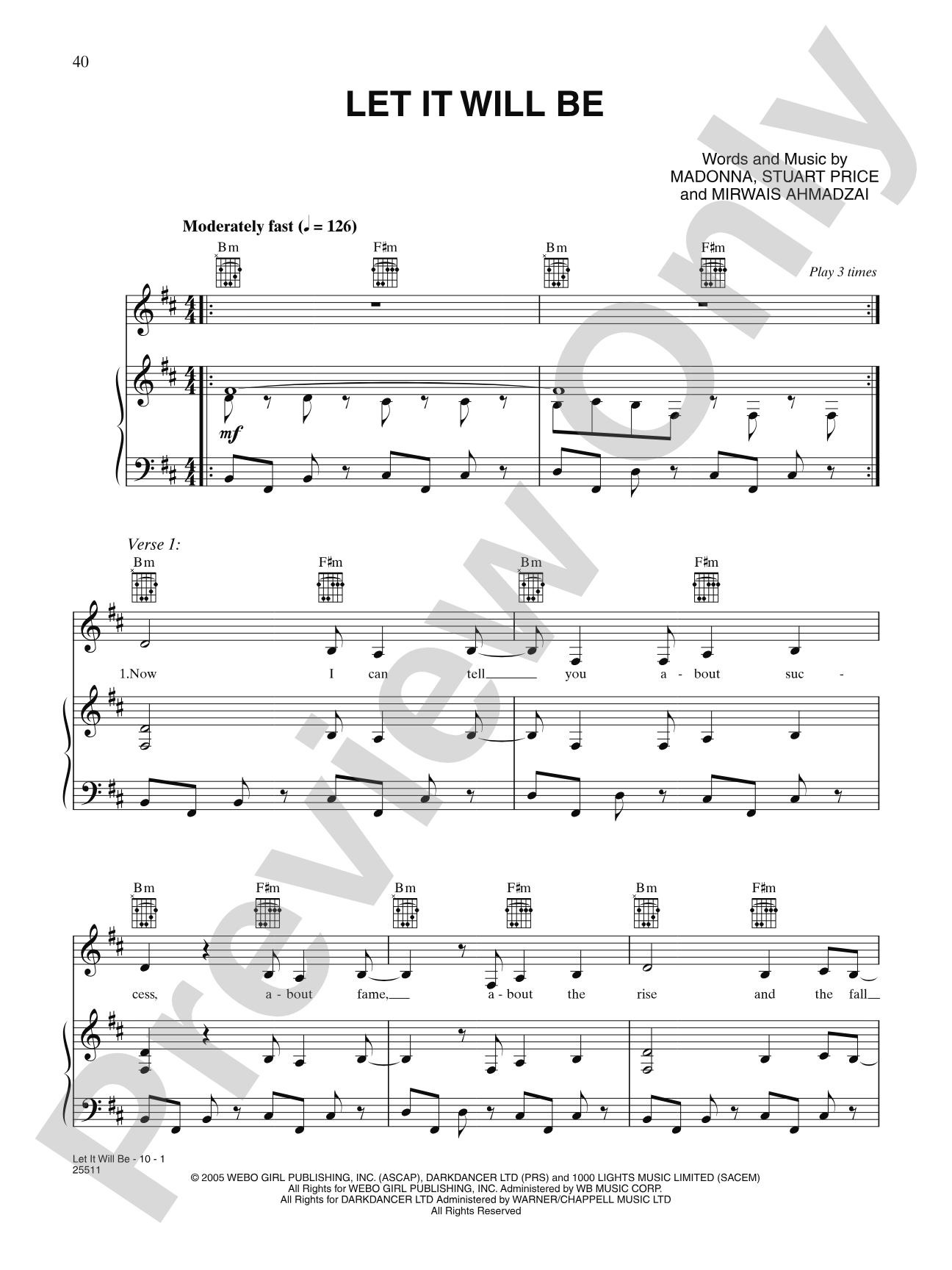 Let It Will Be: Piano/Vocal/Chords