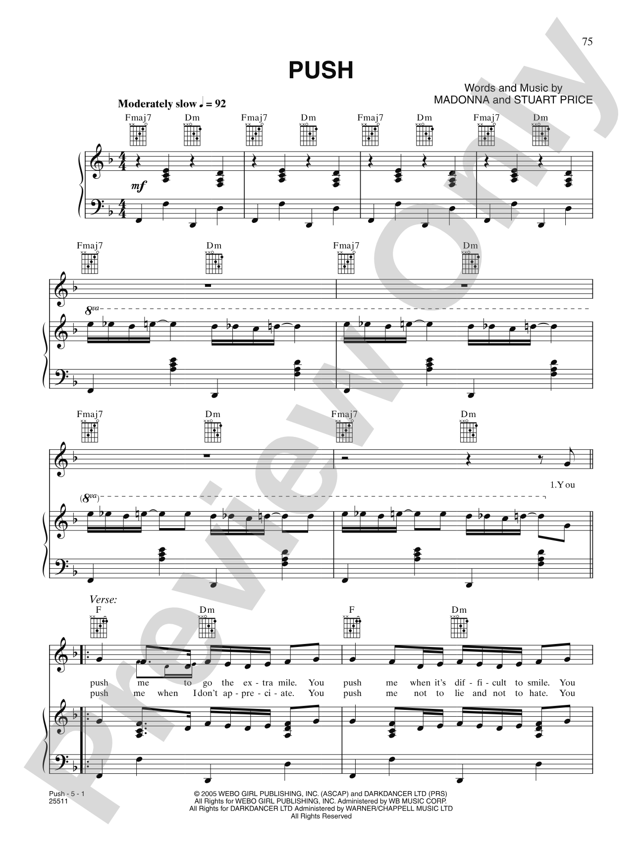Push: Piano/Vocal/Chords