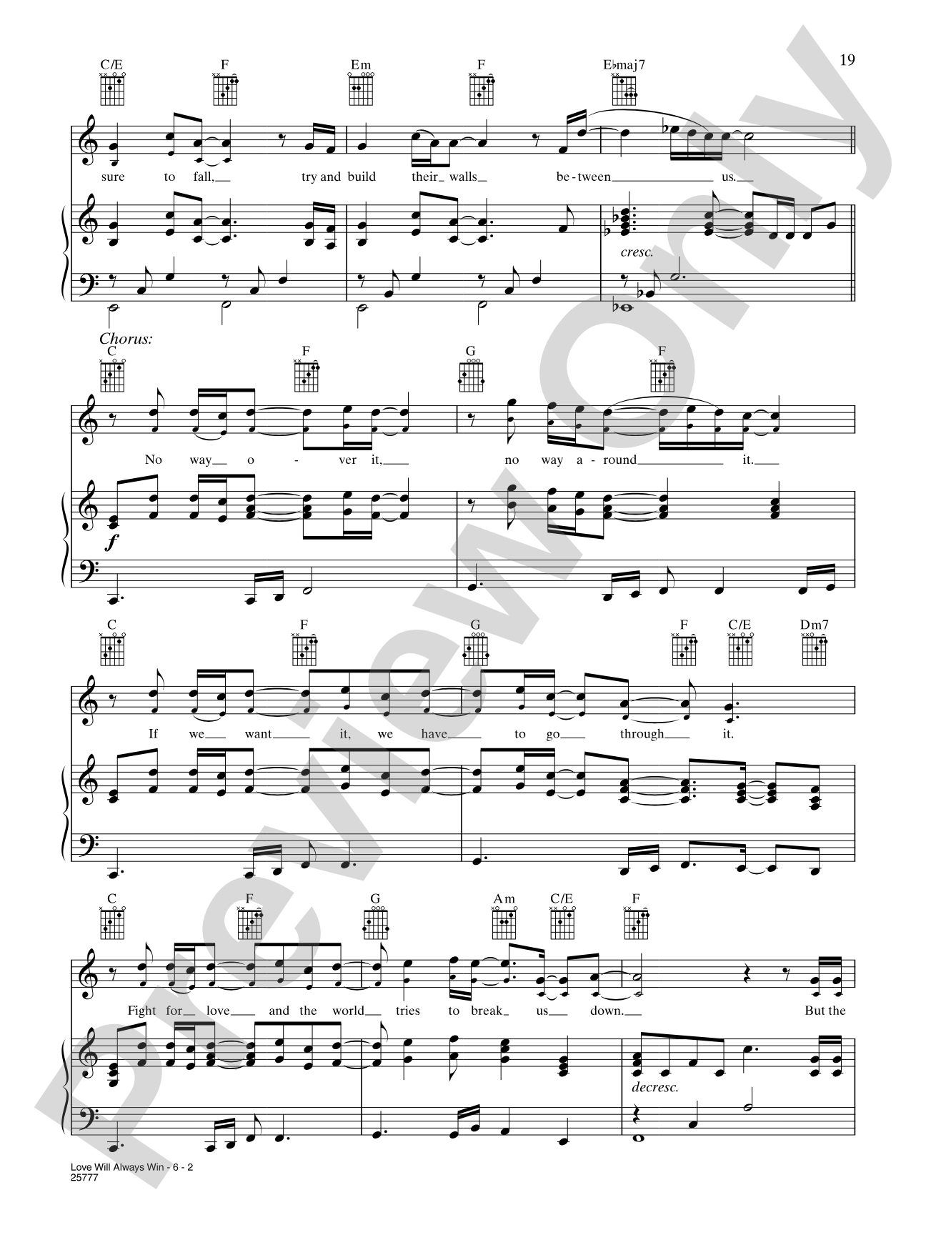 Love Will Always Win: Piano/Vocal/Chords