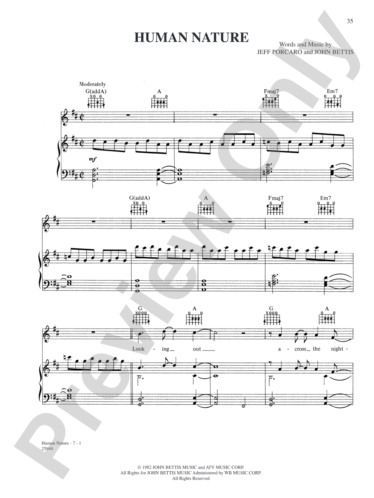 Human Nature: Piano/Vocal/Chords