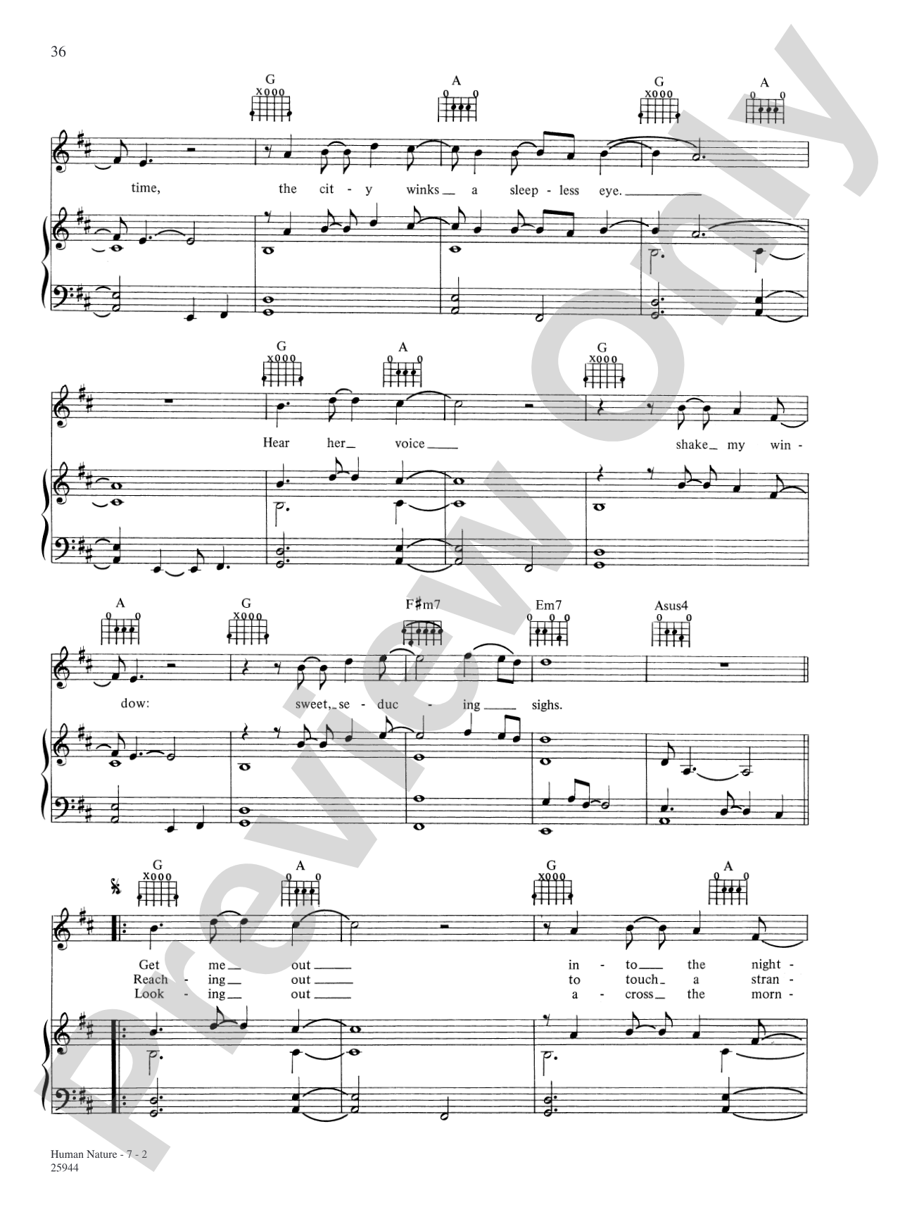 Human Nature: Piano/Vocal/Chords