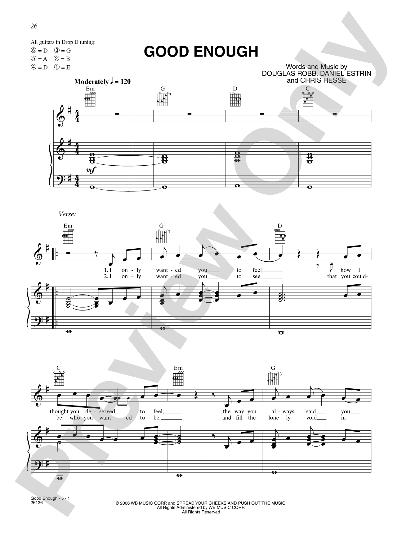 Good Enough: Piano/Vocal/Chords