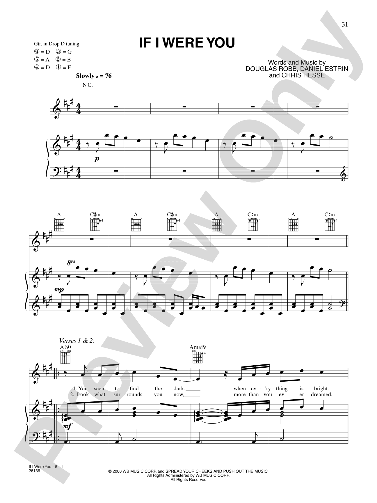 If I Were You: Piano/Vocal/Chords