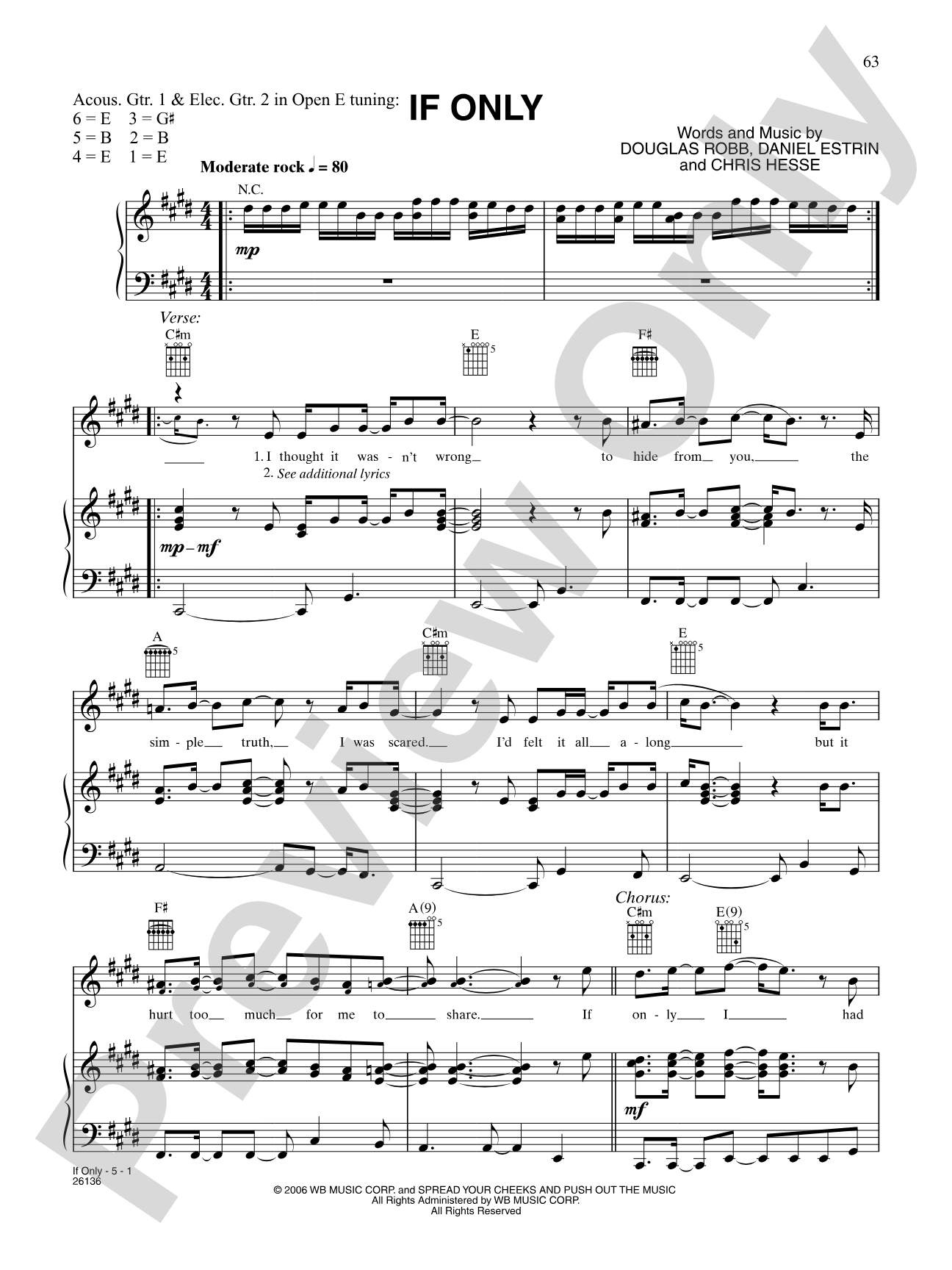 If Only: Piano/Vocal/Chords