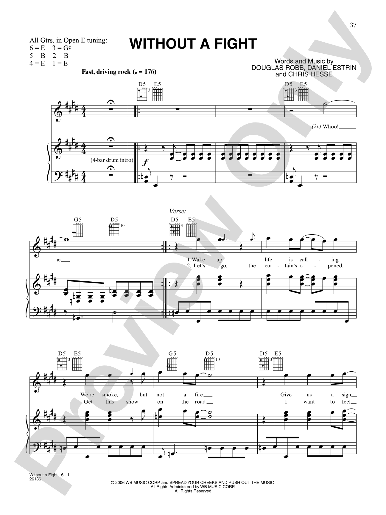 Without A Fight: Piano/Vocal/Chords