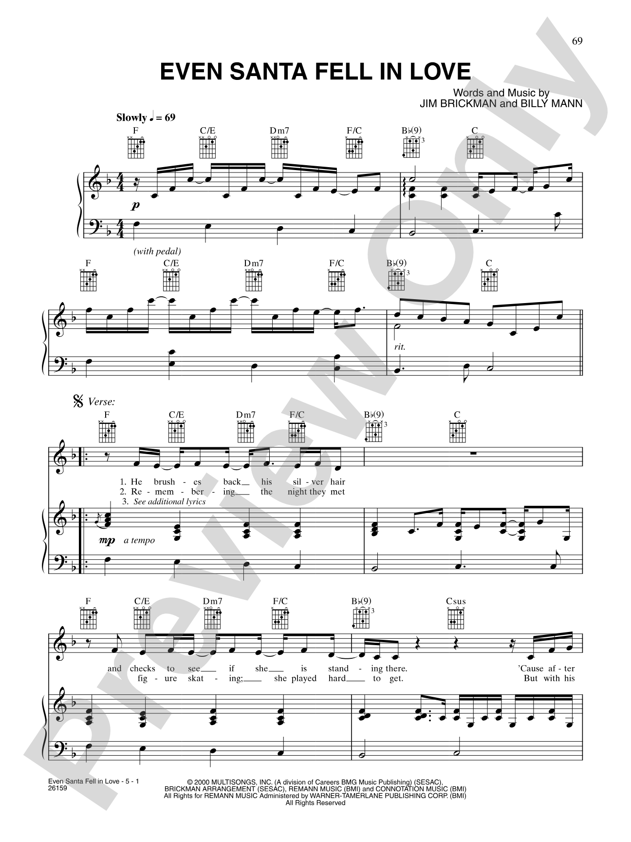 Even Santa Fell In Love: Piano/Vocal/Chords