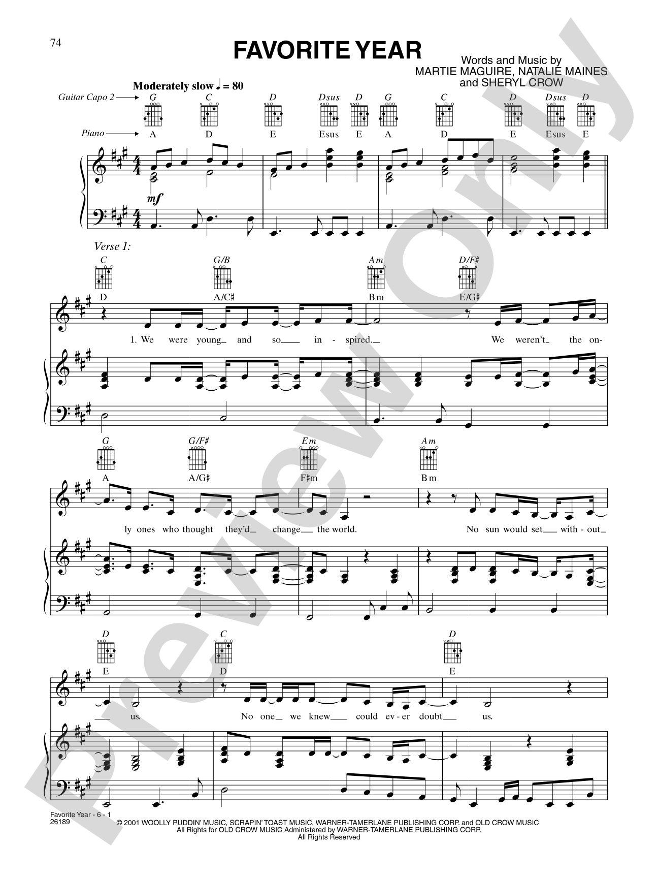 Favorite Year: Piano/Vocal/Chords