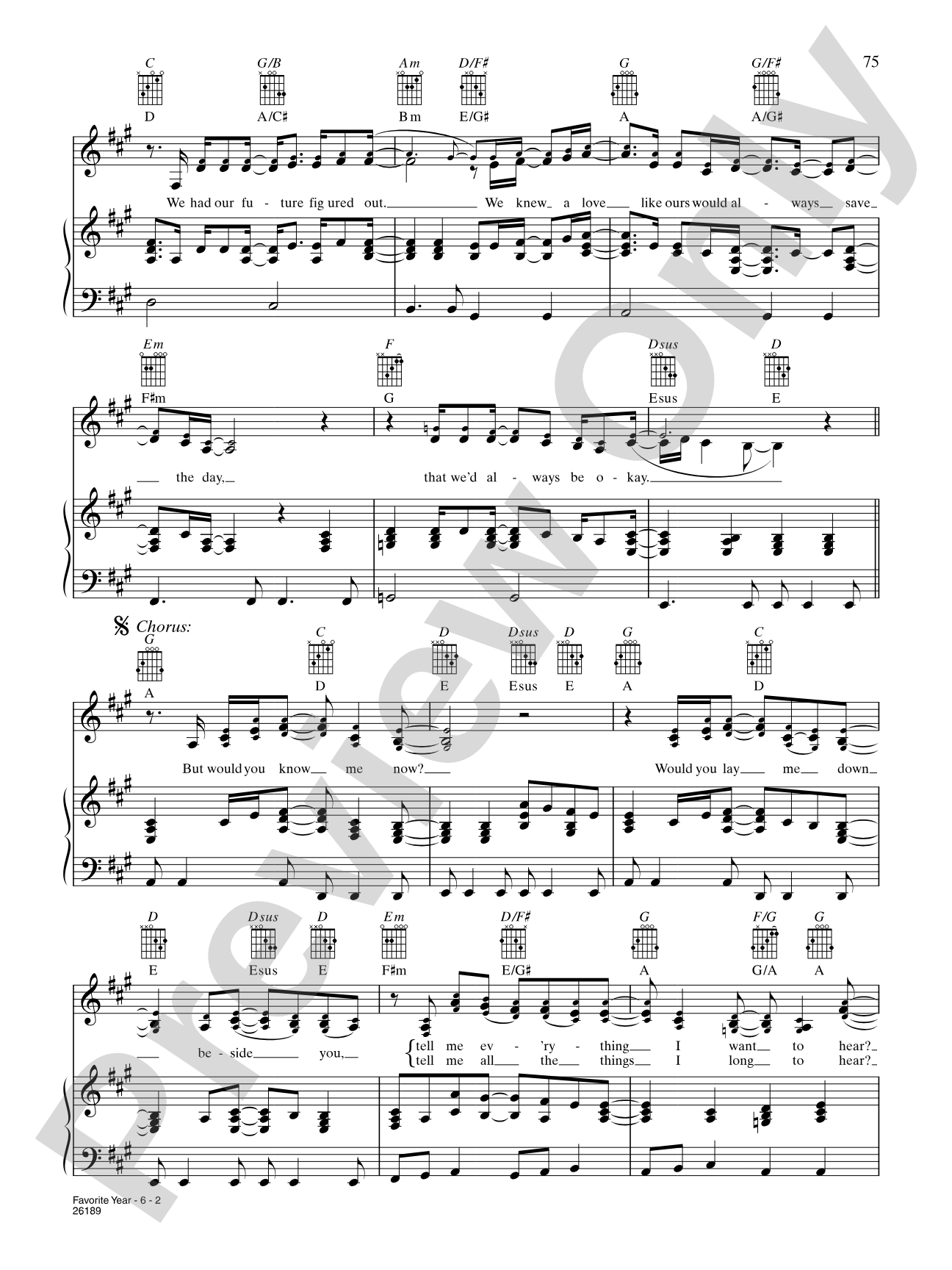 Favorite Year: Piano/Vocal/Chords