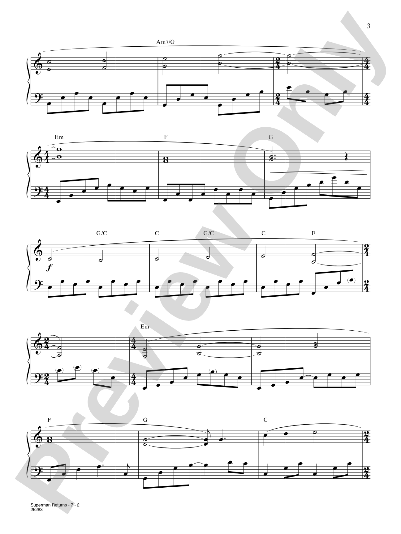 Superman Returns (Suite) (from "Superman Returns): Piano/Vocal/Chords
