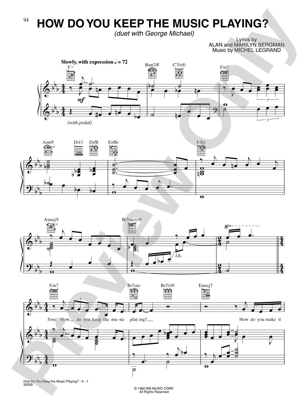 How Do You Keep The Music Playing? (from "Best Friends"): Piano/Vocal/Chords