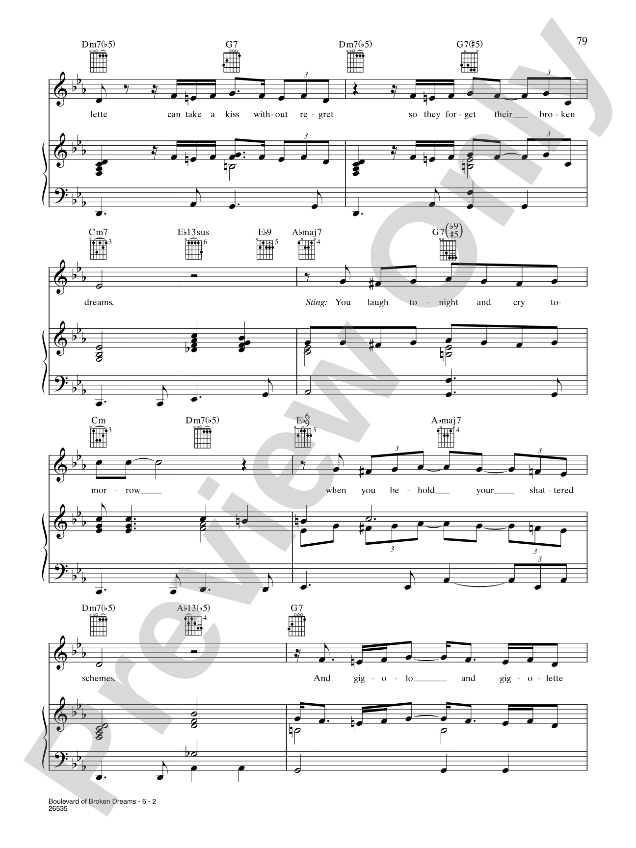 The Boulevard Of Broken Dreams (from "Moulin Rouge"): Piano/Vocal/Chords