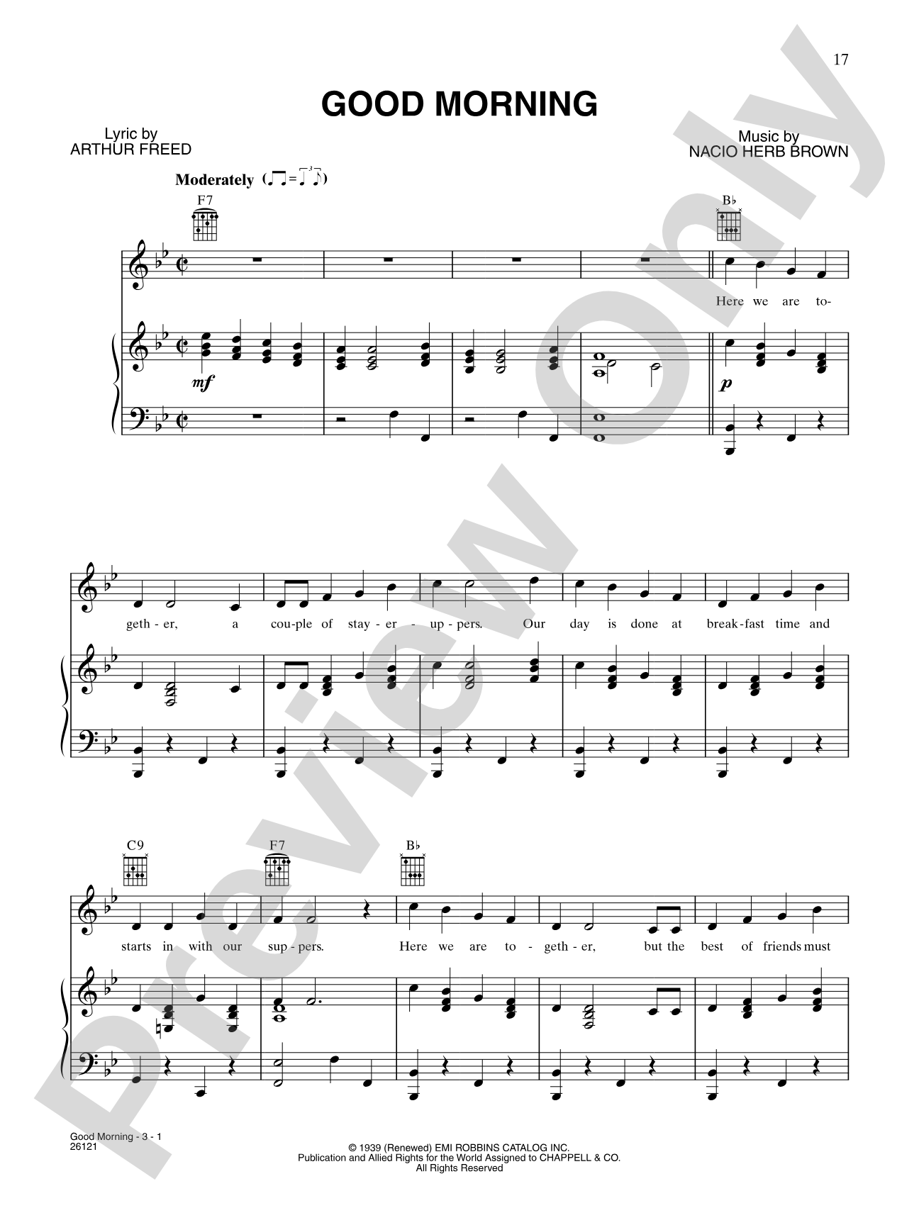Good Morning (from "Singin' in the Rain"): Piano/Vocal/Chords
