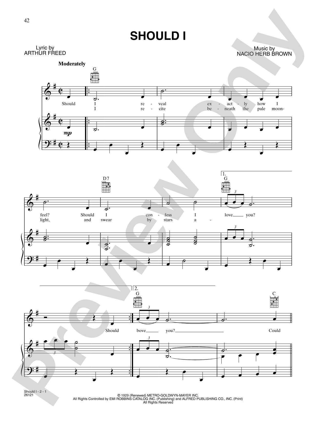 Should I? (from "Singin' in the Rain"): Piano/Vocal/Chords