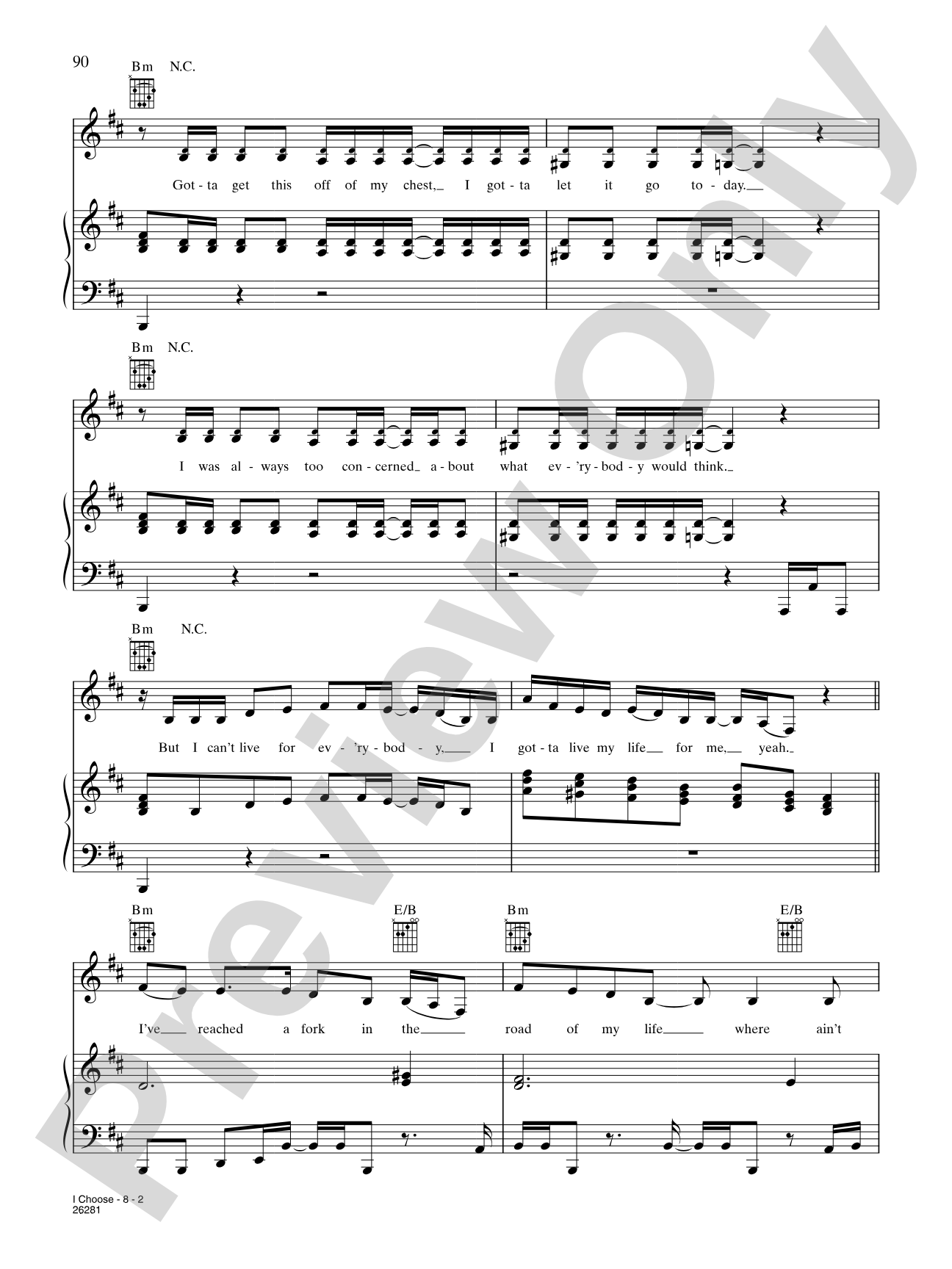 I Choose: Piano/Vocal/Chords