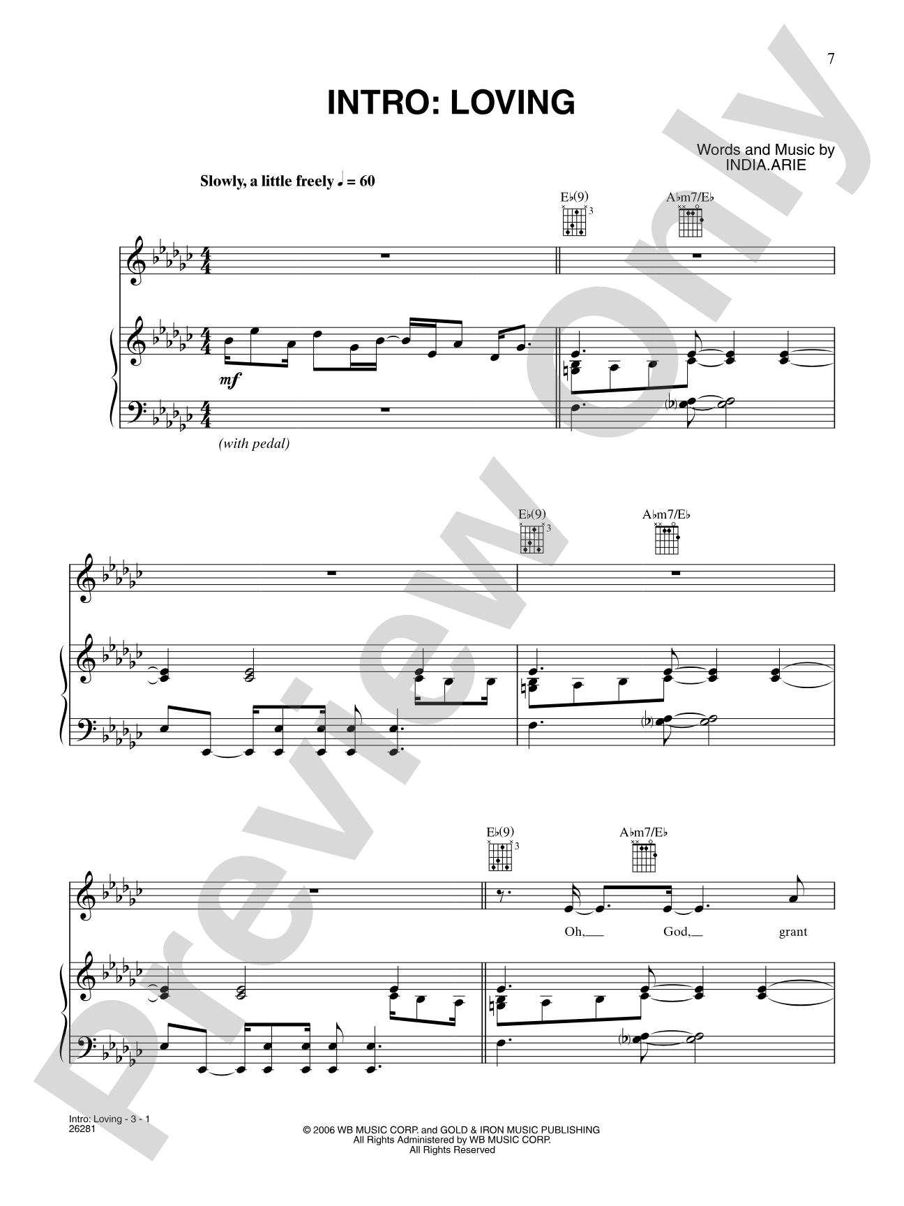 Intro: Loving: Piano/Vocal/Chords