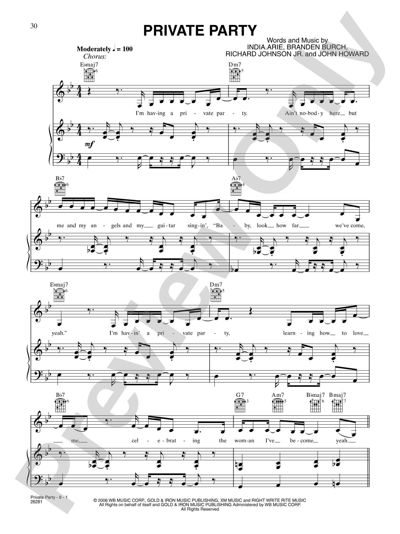 Private Party: Piano/Vocal/Chords