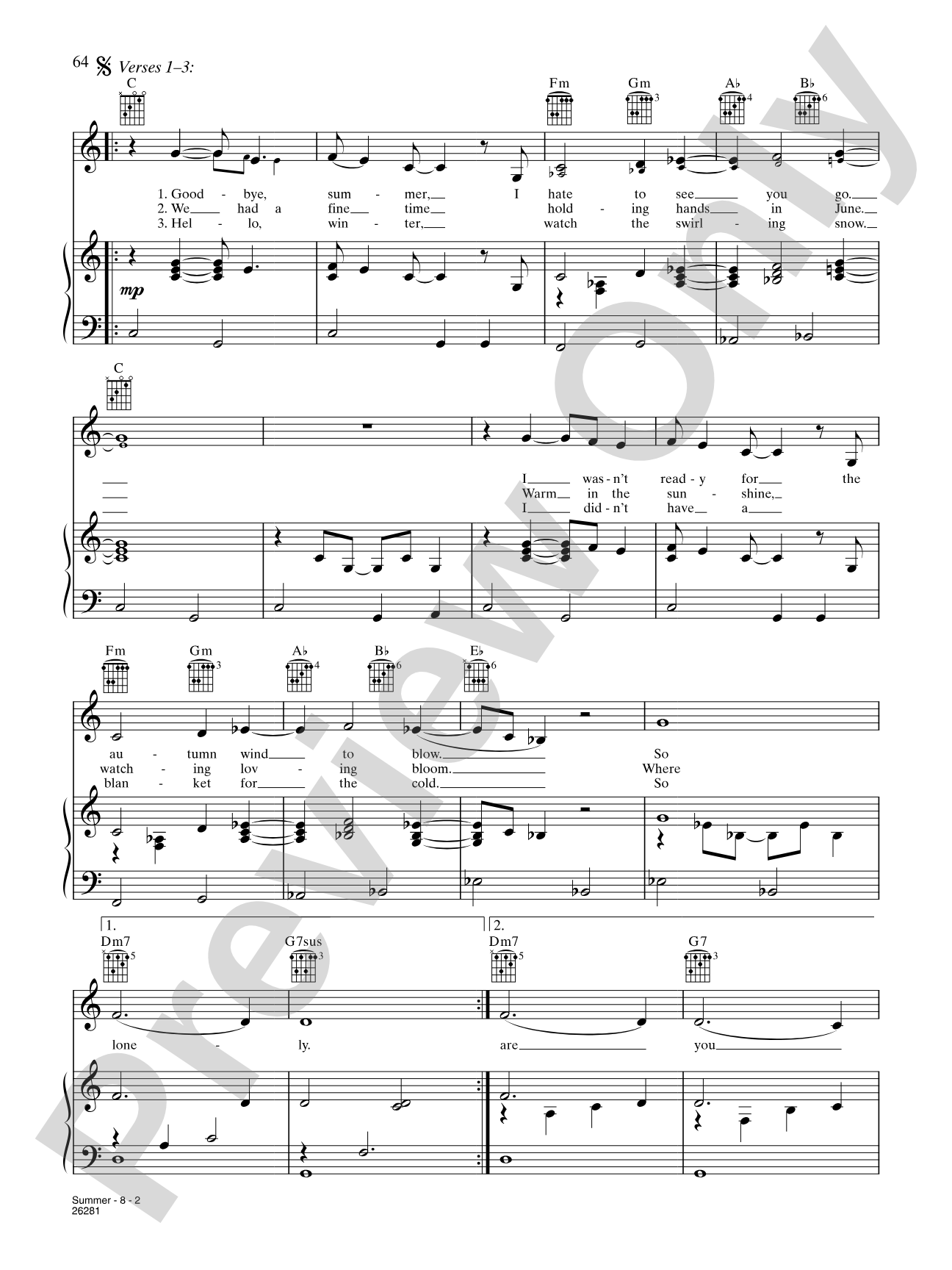 Summer: Piano/Vocal/Chords