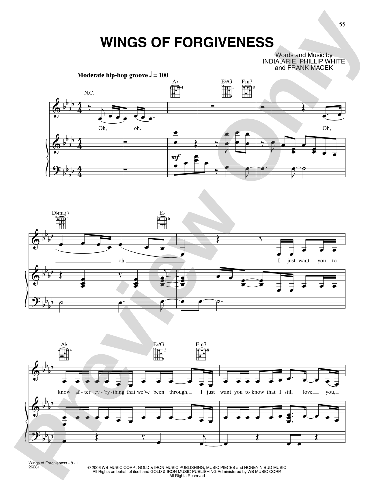 Wings Of Forgiveness: Piano/Vocal/Chords