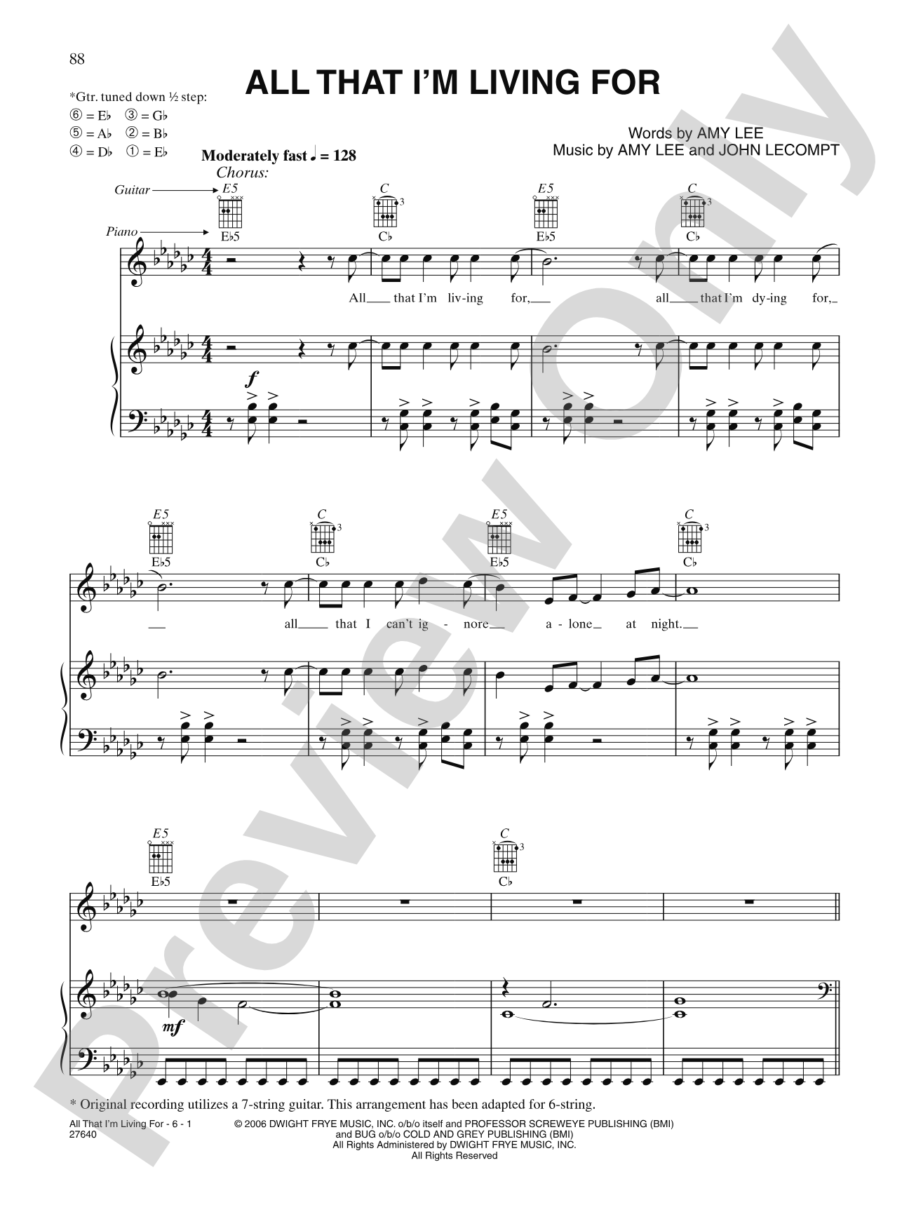 All That I'm Living For: Piano/Vocal/Chords