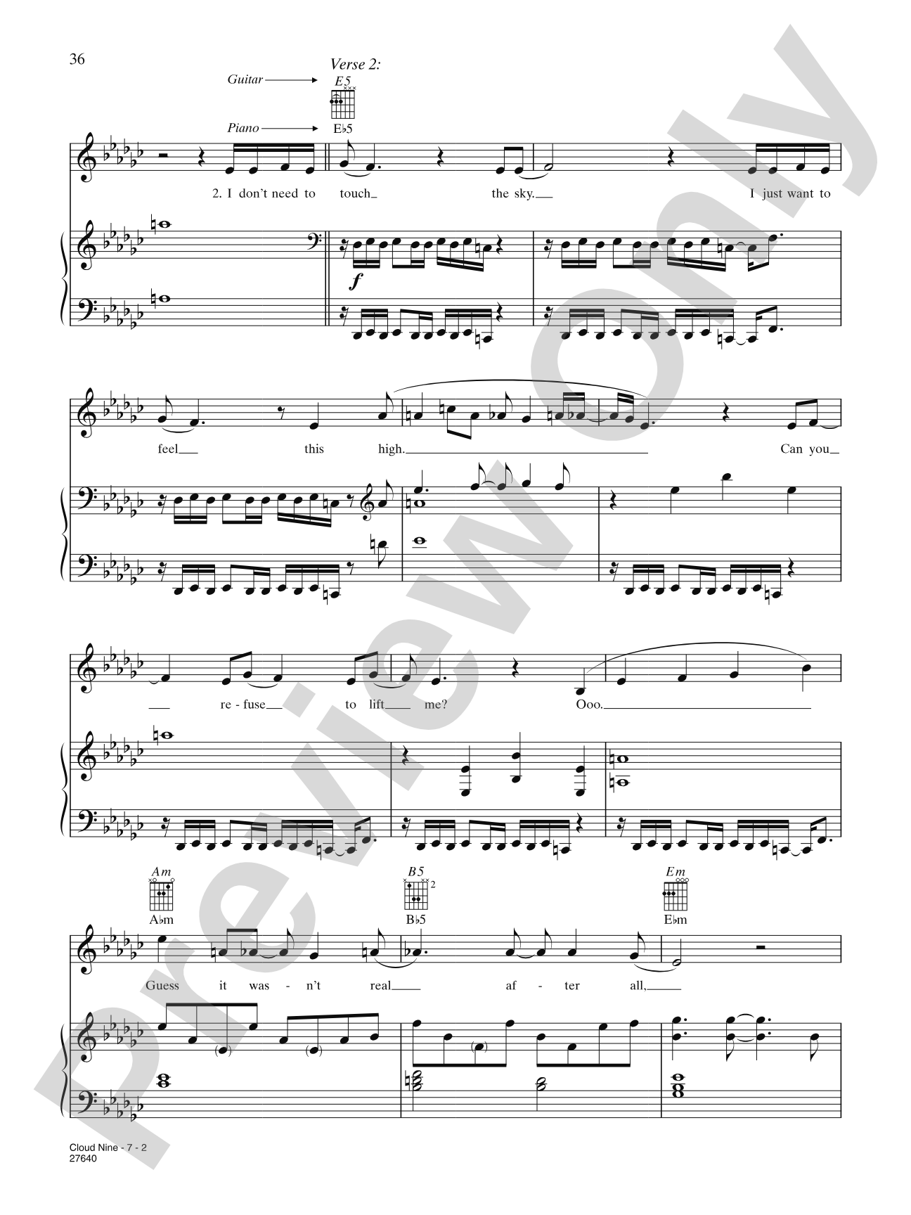 Cloud Nine: Piano/Vocal/Chords