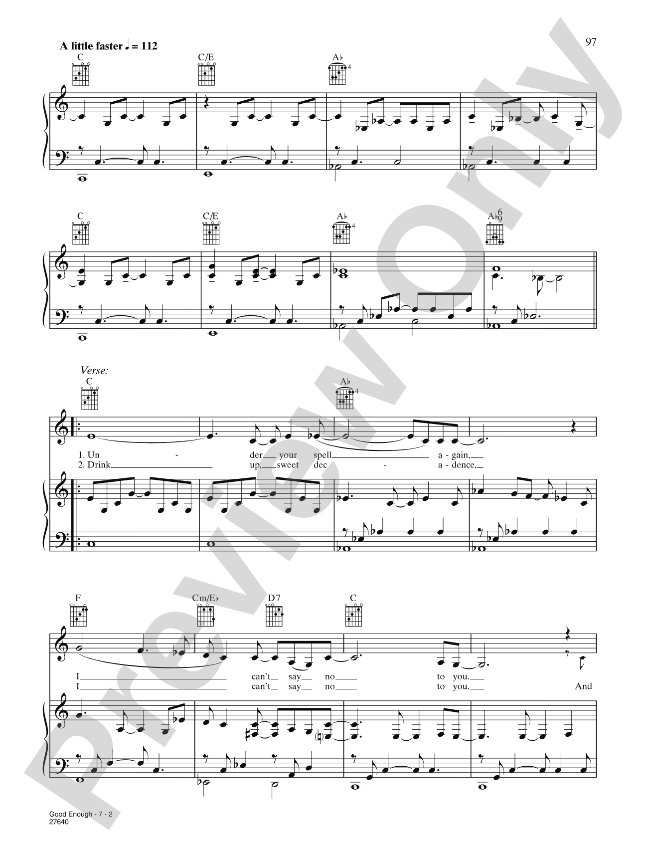 Good Enough: Piano/Vocal/Chords