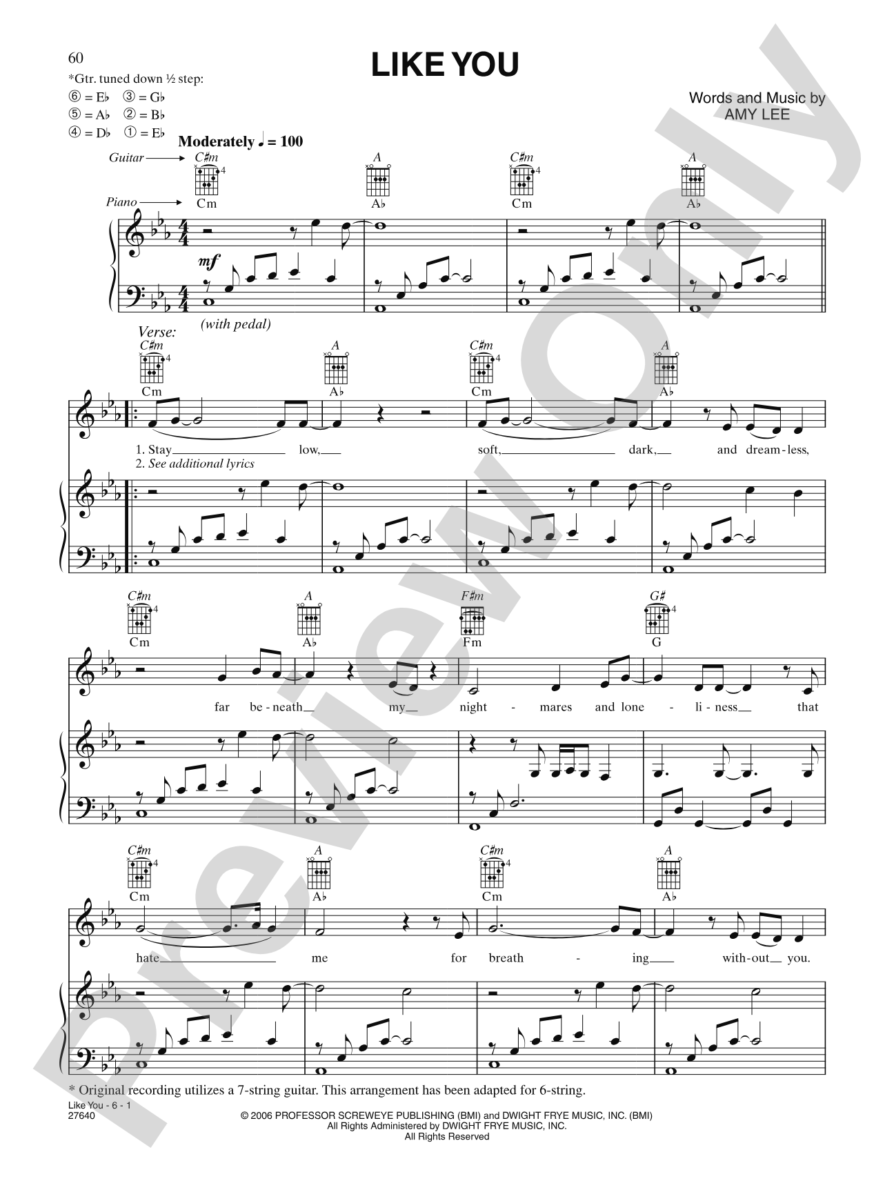 Like You: Piano/Vocal/Chords