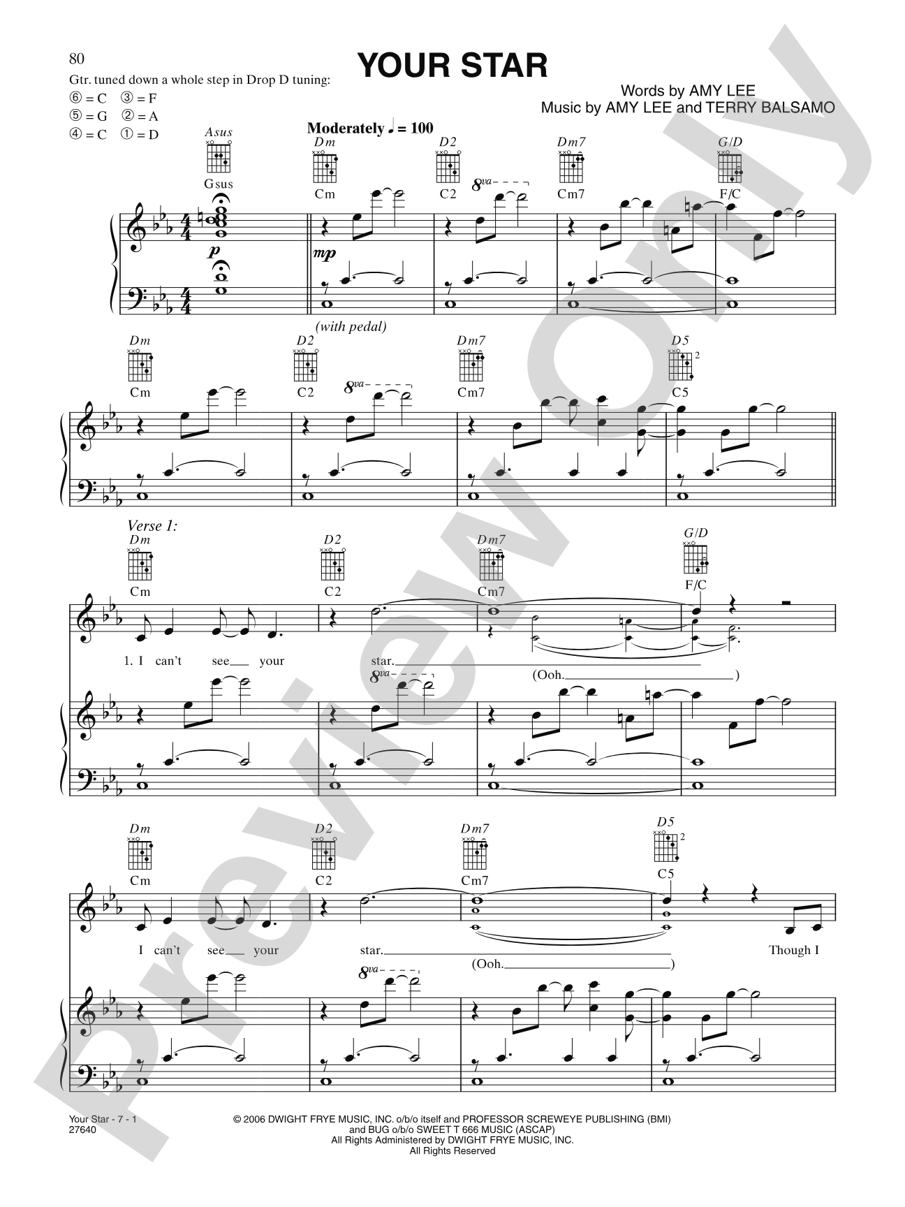 Your Star: Piano/Vocal/Chords