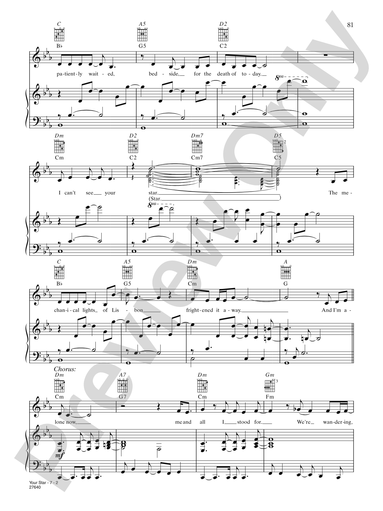 Your Star: Piano/Vocal/Chords