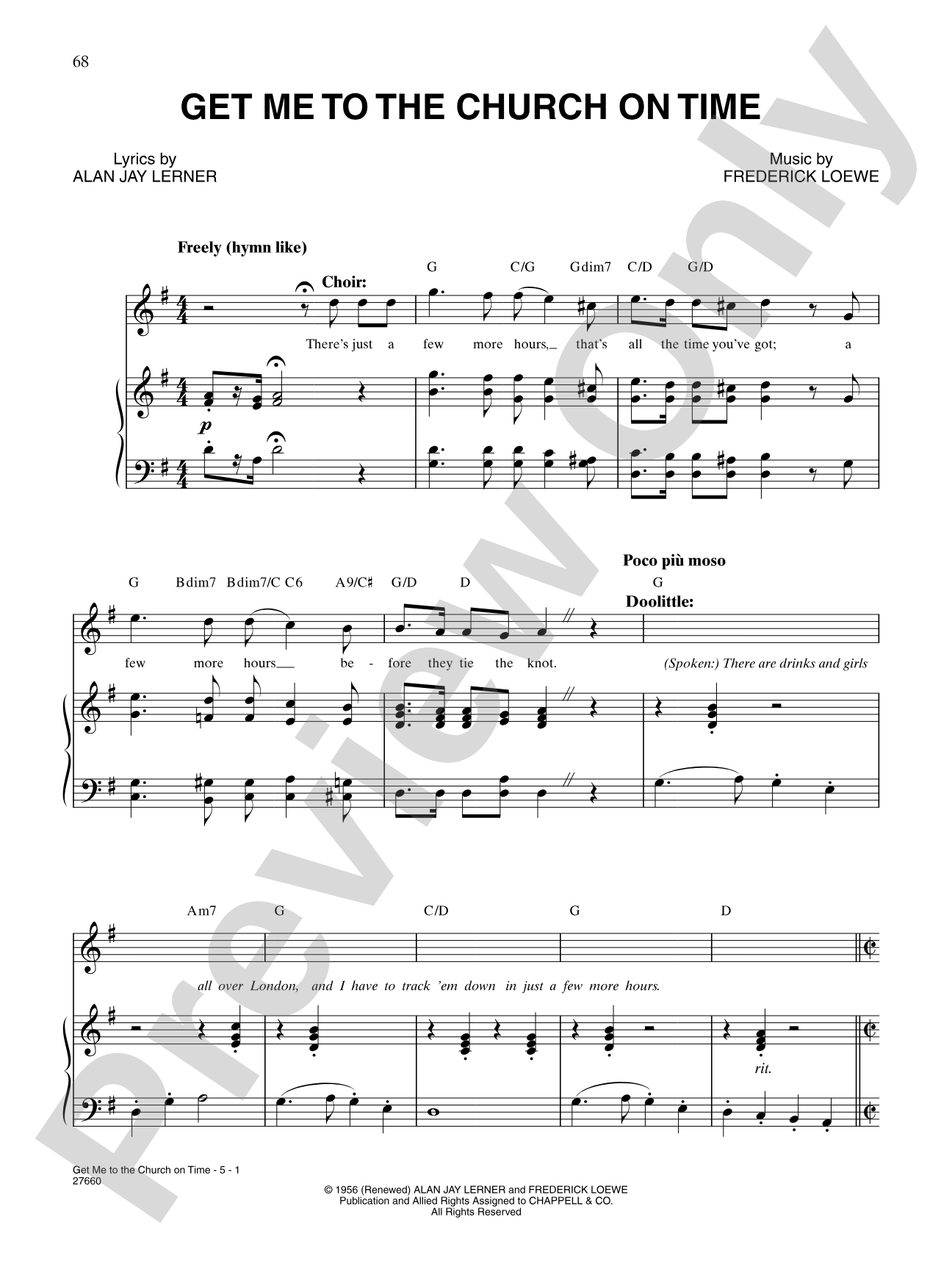Get Me To The Church On Time (from "My Fair Lady"): Piano/Vocal/Chords