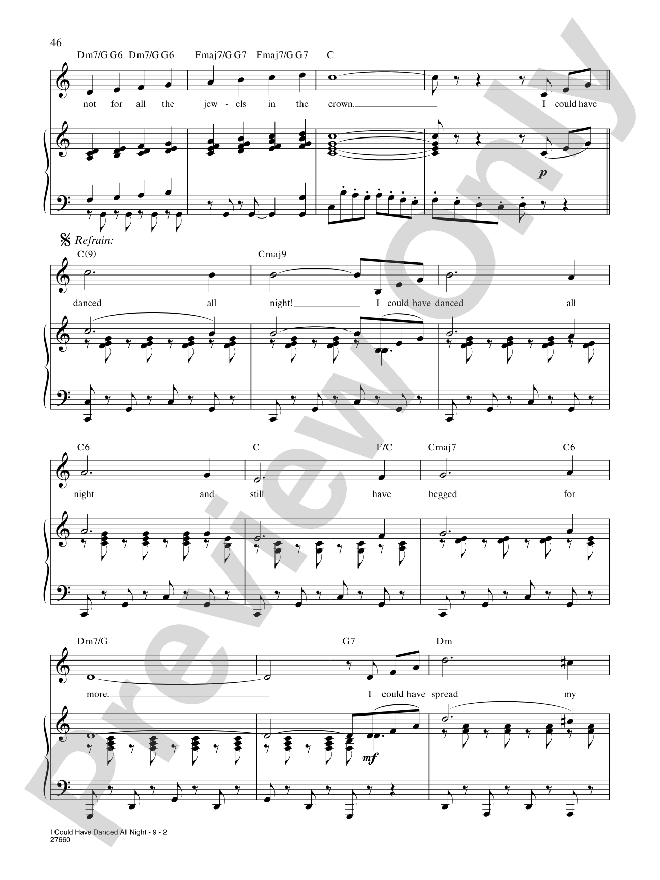I Could Have Danced All Night<BR>(from "My Fair Lady"): Piano/Vocal/Chords