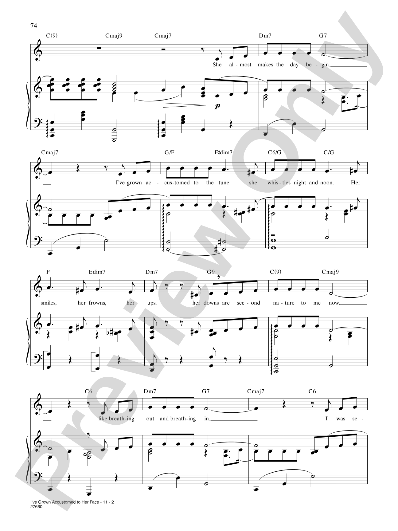I've Grown Accustomed To Her Face (from "My Fair Lady"): Piano/Vocal/Chords