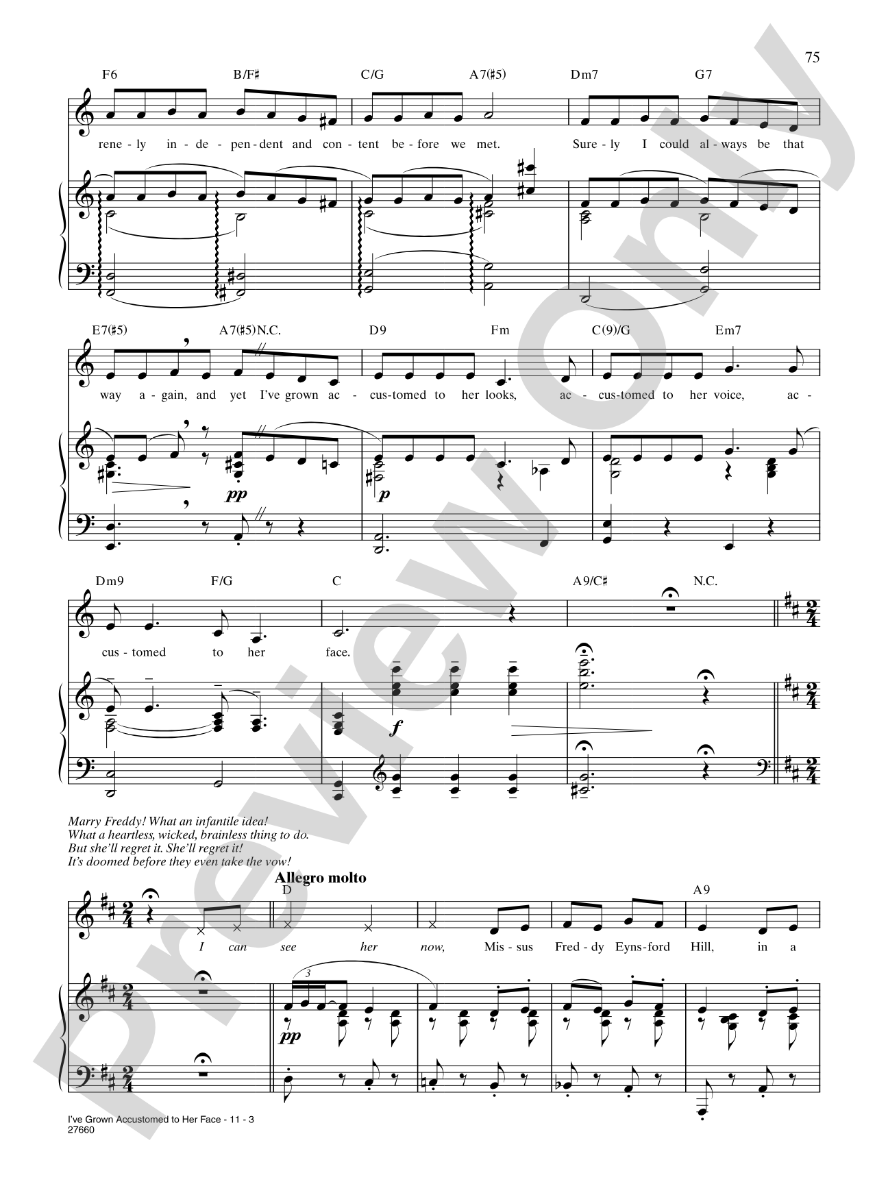 I've Grown Accustomed To Her Face (from "My Fair Lady"): Piano/Vocal/Chords