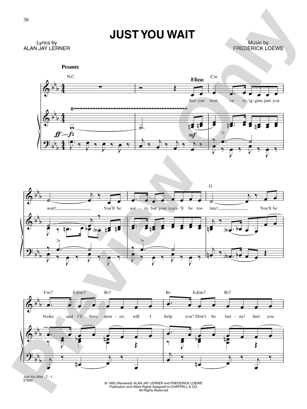 Just You Wait (from "My Fair Lady"): Piano/Vocal/Chords