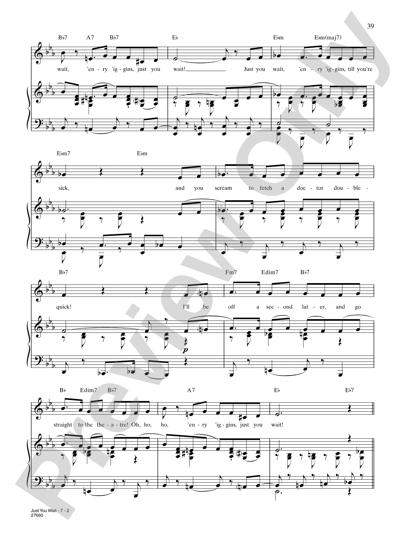Just You Wait (from "My Fair Lady"): Piano/Vocal/Chords