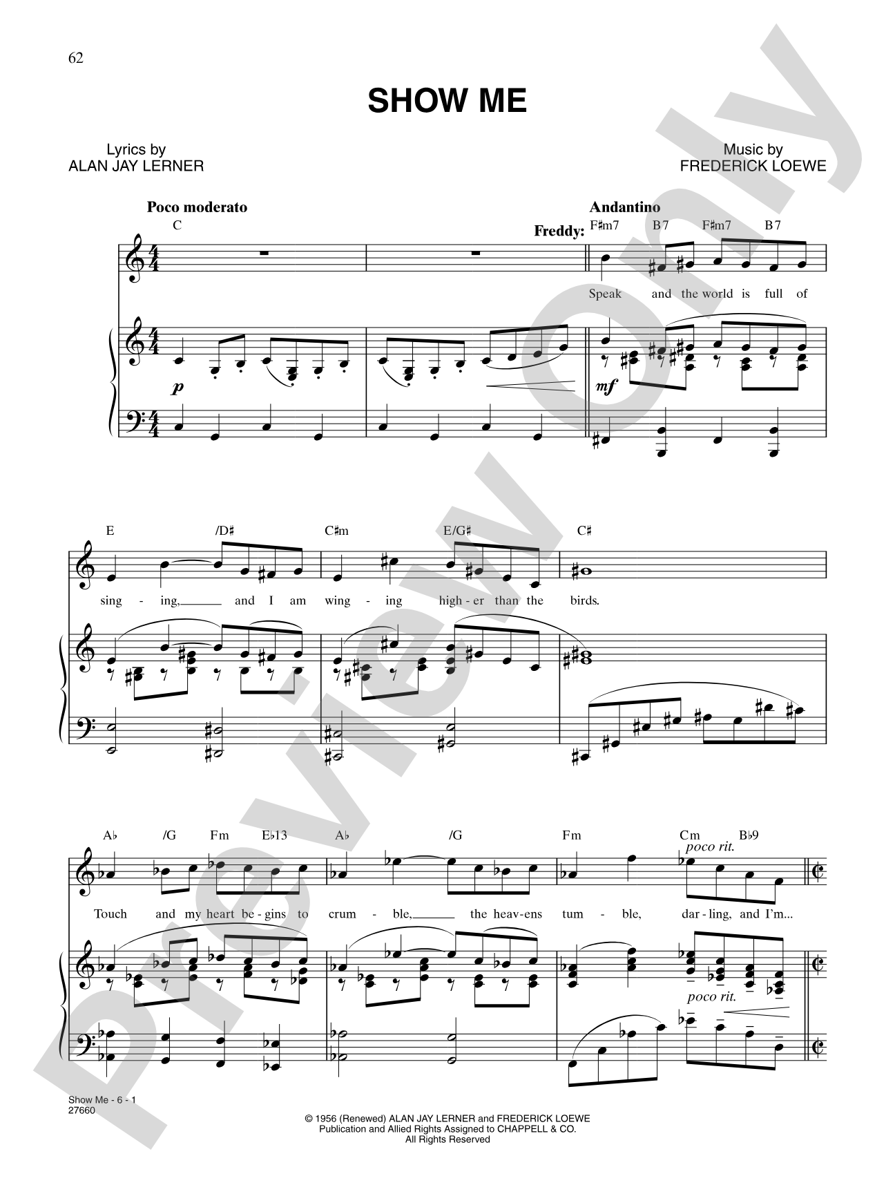 Show Me (from "My Fair Lady"): Piano/Vocal/Chords