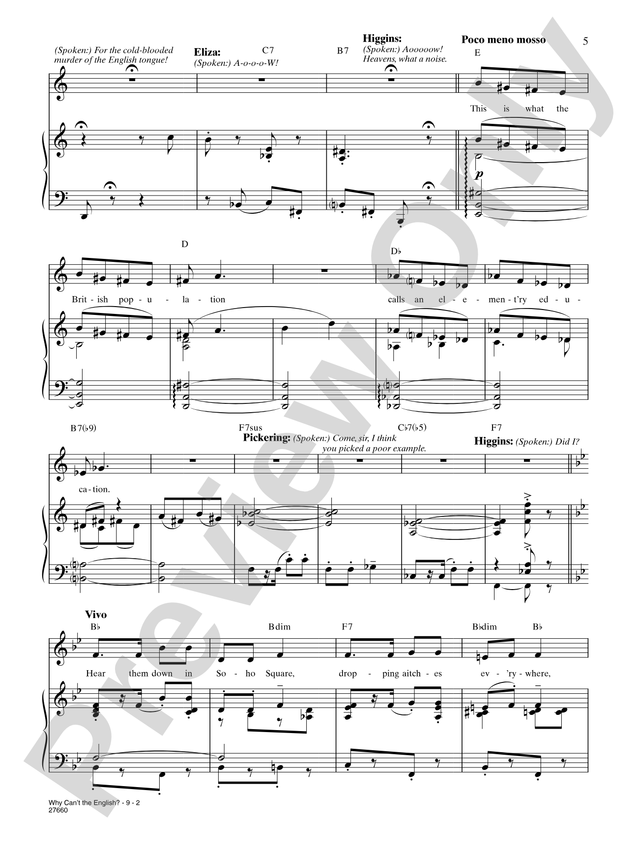 Why Can't The English? (from "My Fair Lady"): Piano/Vocal/Chords