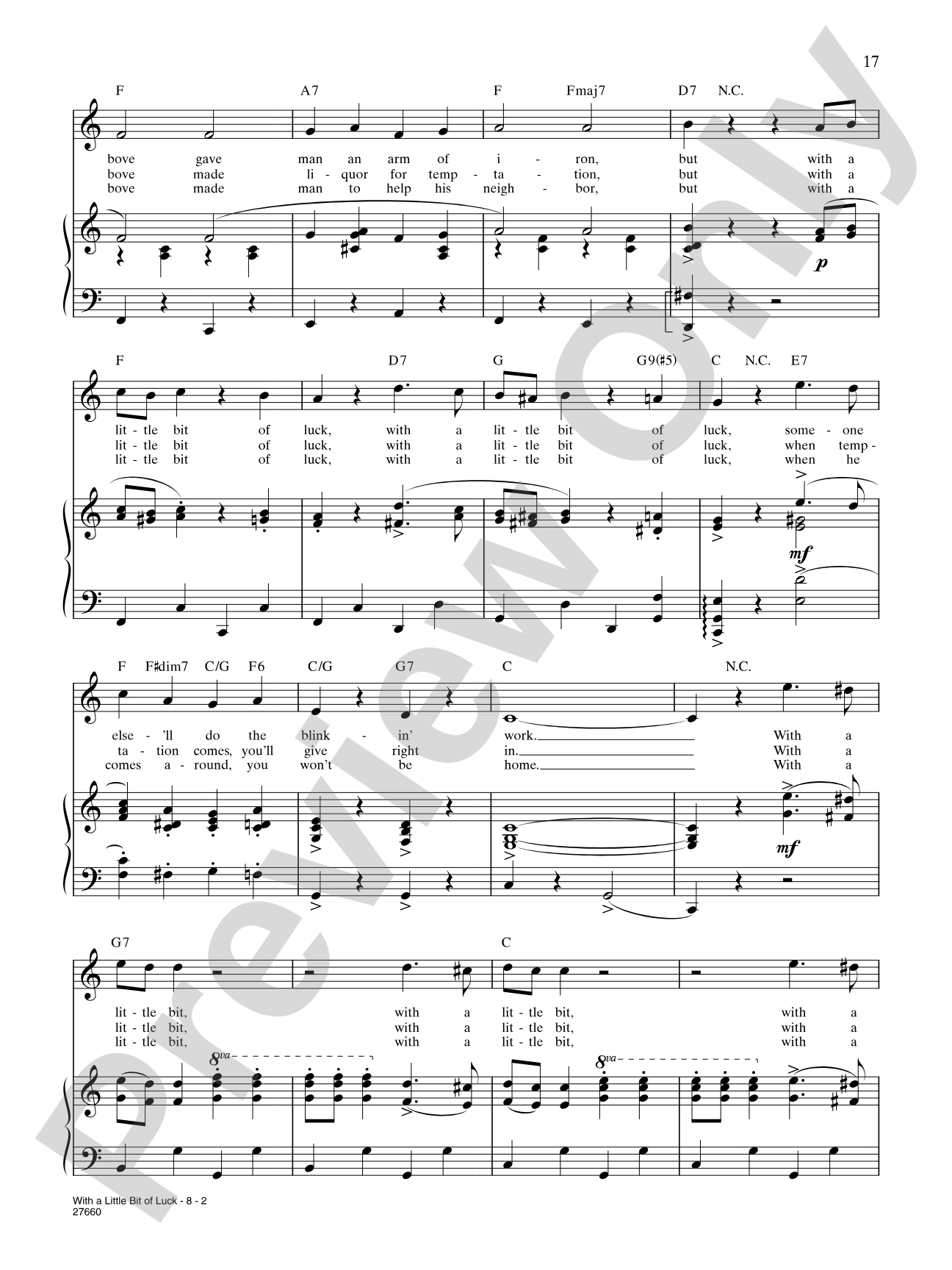 With A Little Bit Of Luck (from "My Fair Lady"): Piano/Vocal/Chords