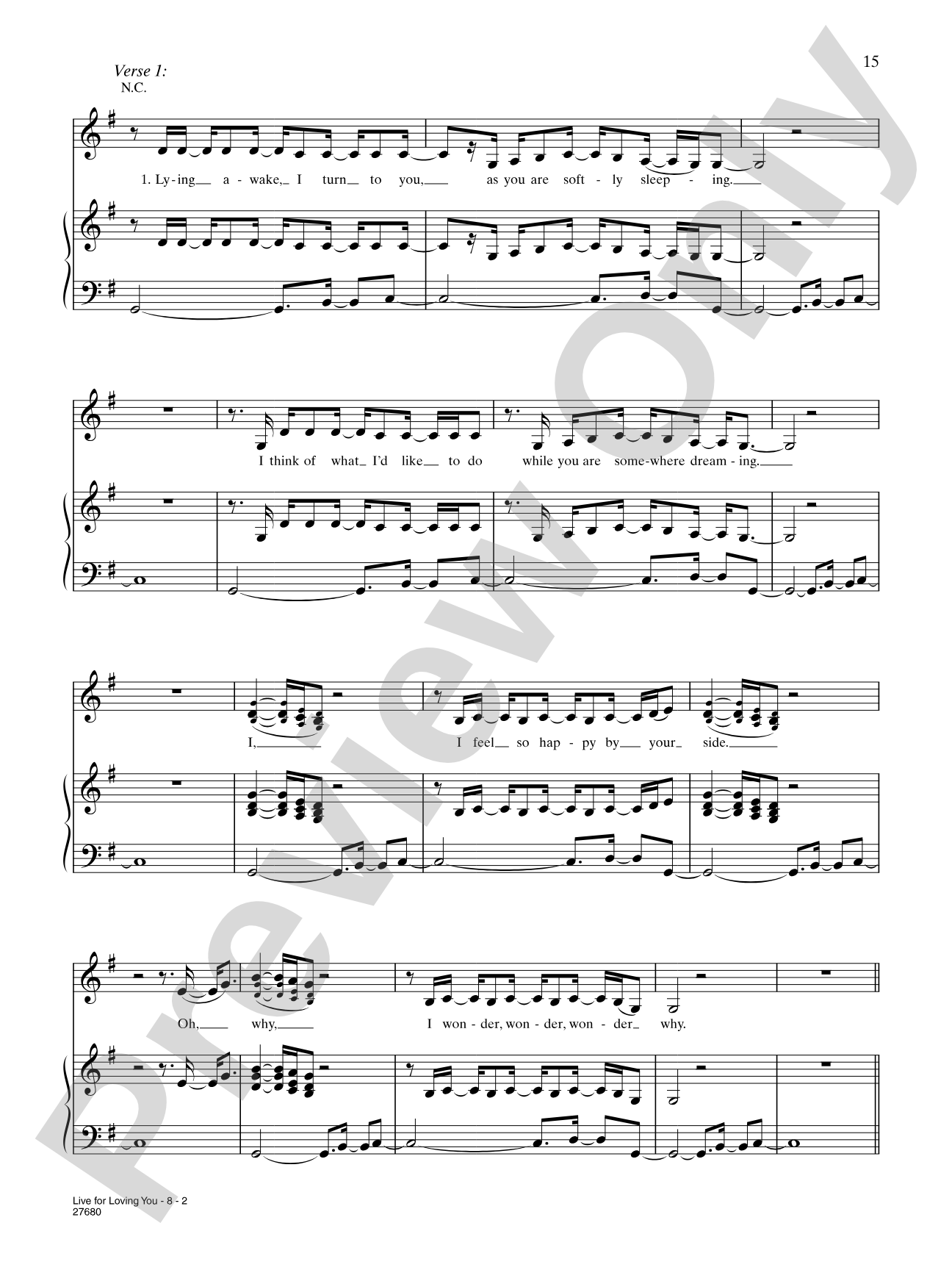 Live For Loving You: Piano/Vocal/Chords