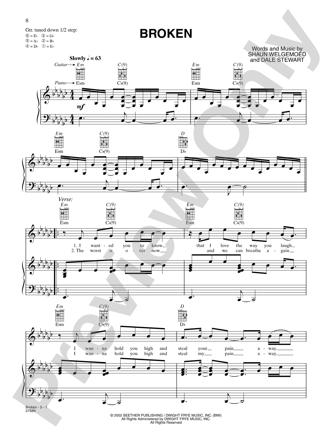 Broken: Piano/Vocal/Chords