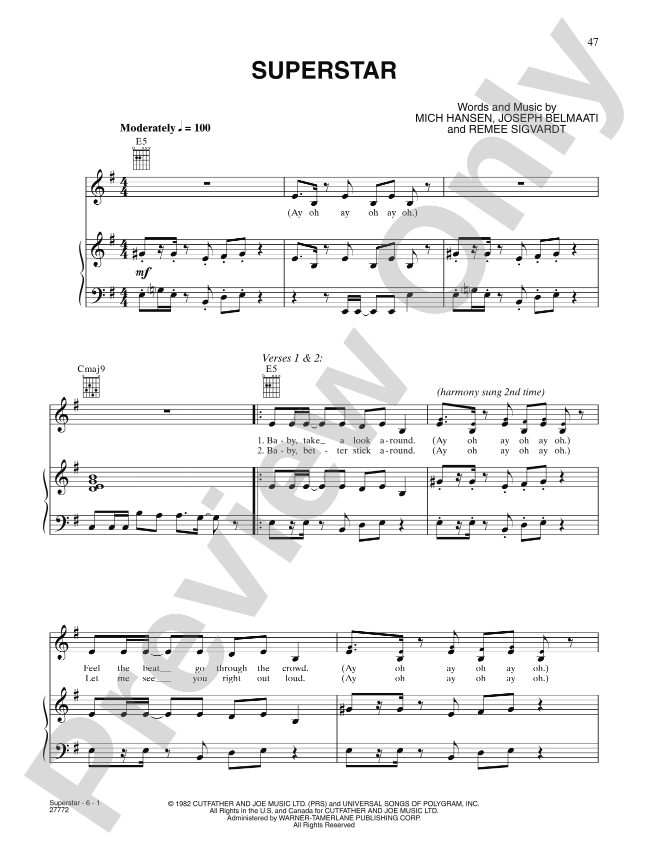 Superstar: Piano/Vocal/Chords